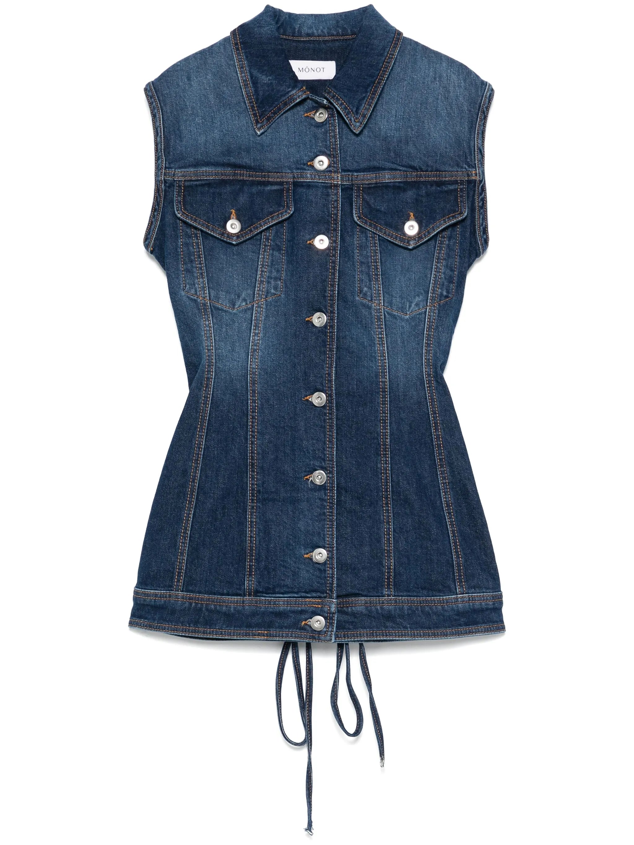 sleeveless denim mini dress