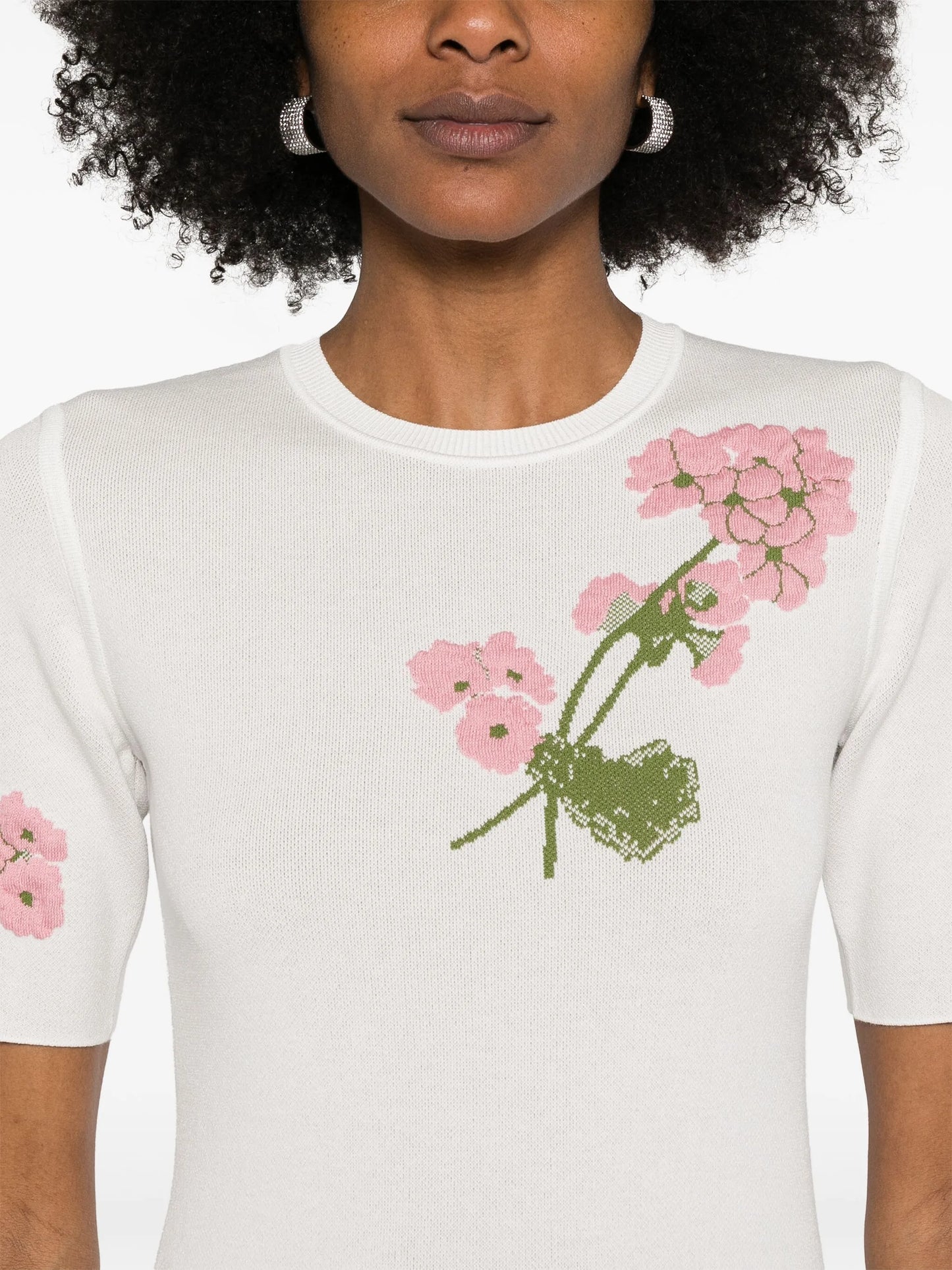 floral-jacquard T-shirt