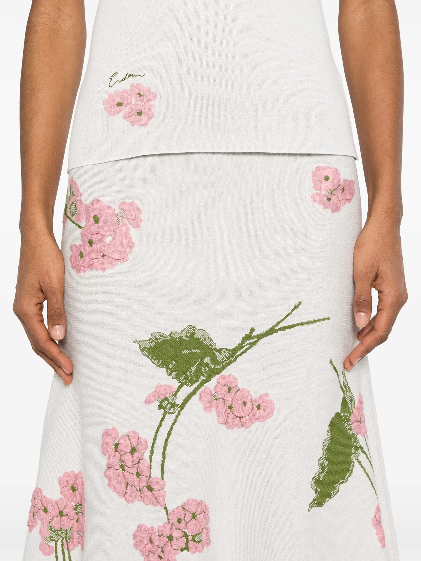floral-jacquard midi skirt