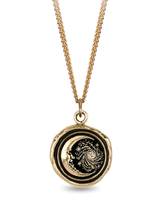 14K yellow gold Trust the Universe Talisman diamond pendant necklace