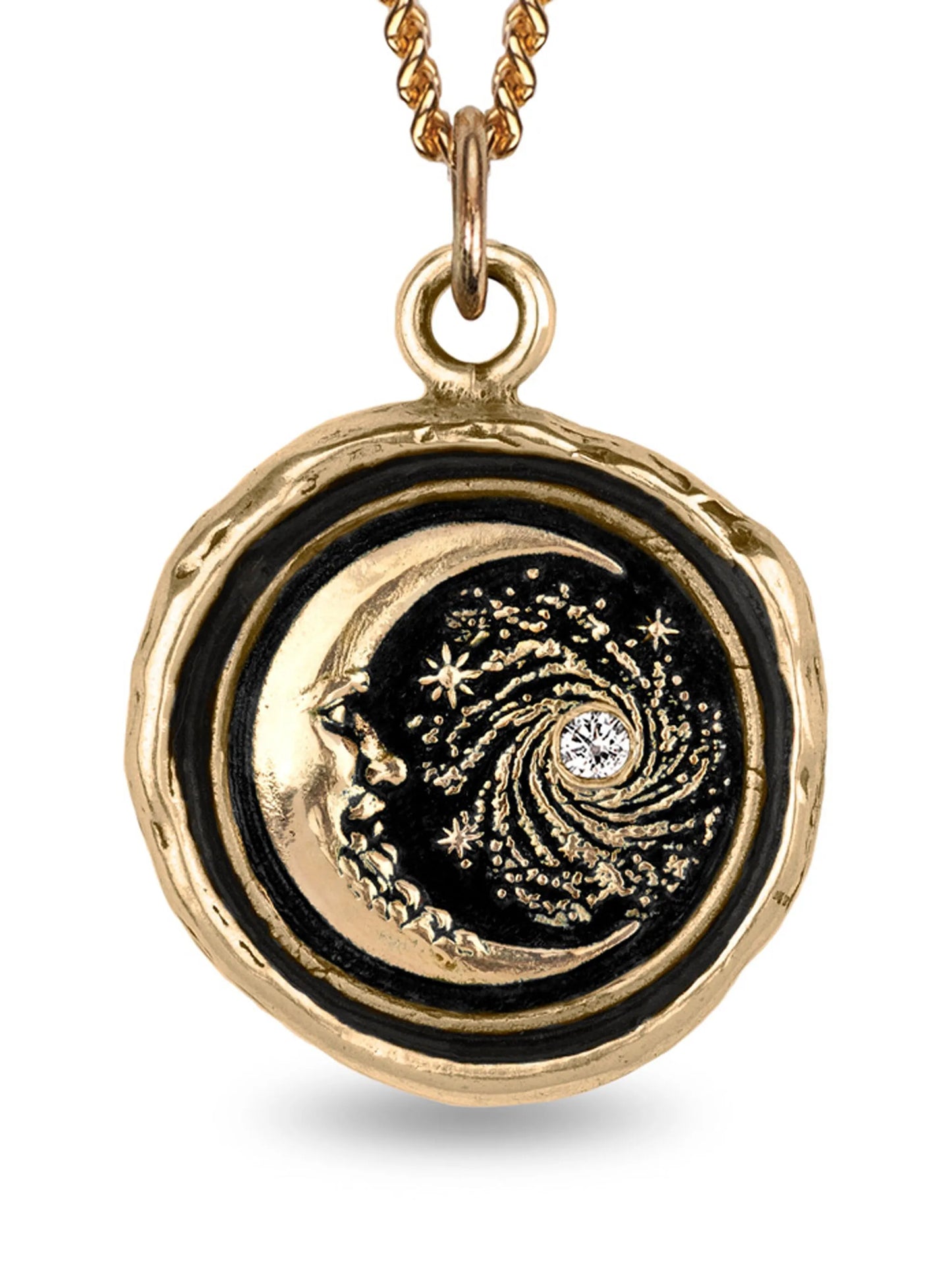 14K yellow gold Trust the Universe Talisman diamond pendant necklace