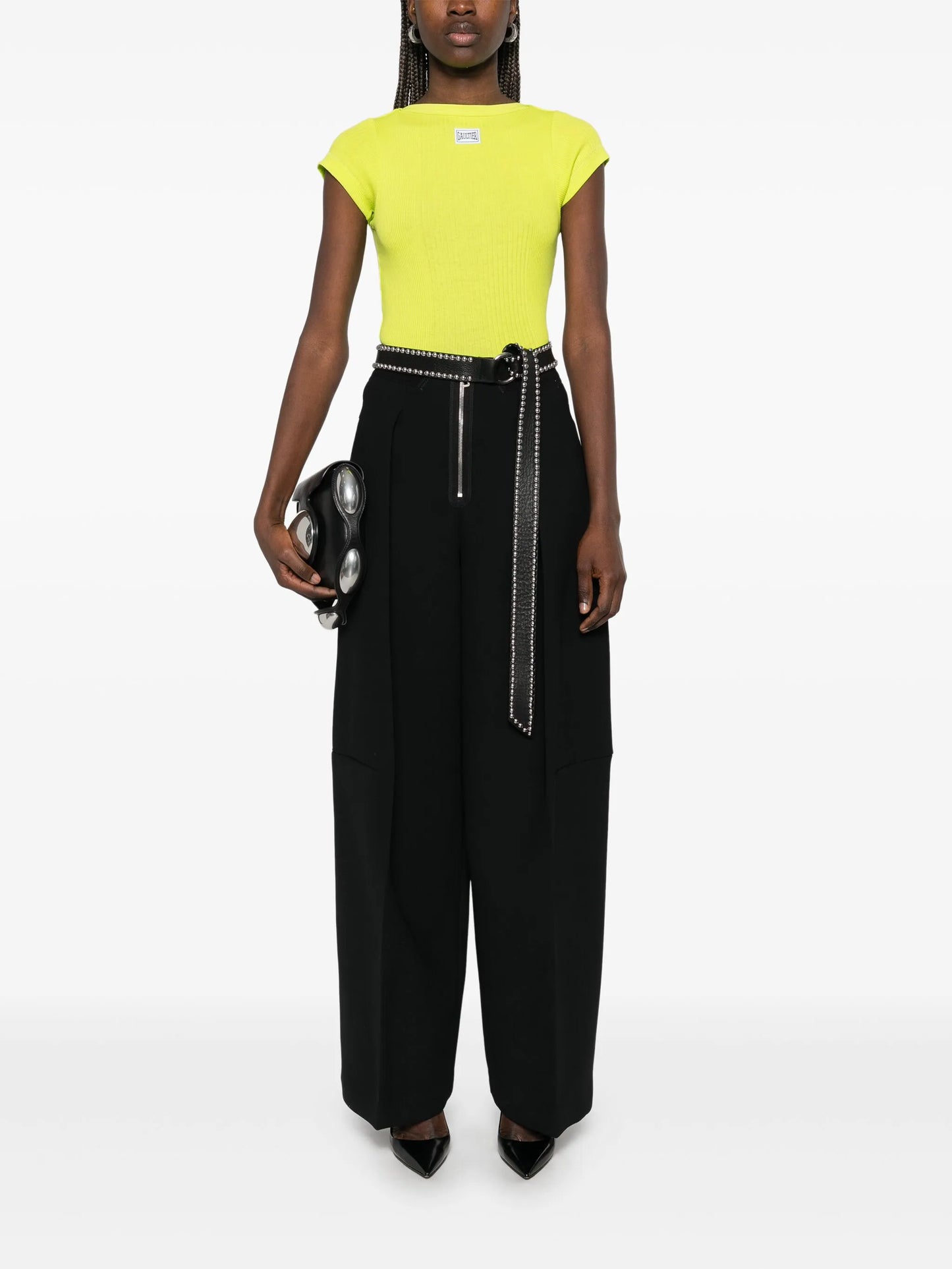 bonded crepe trousers