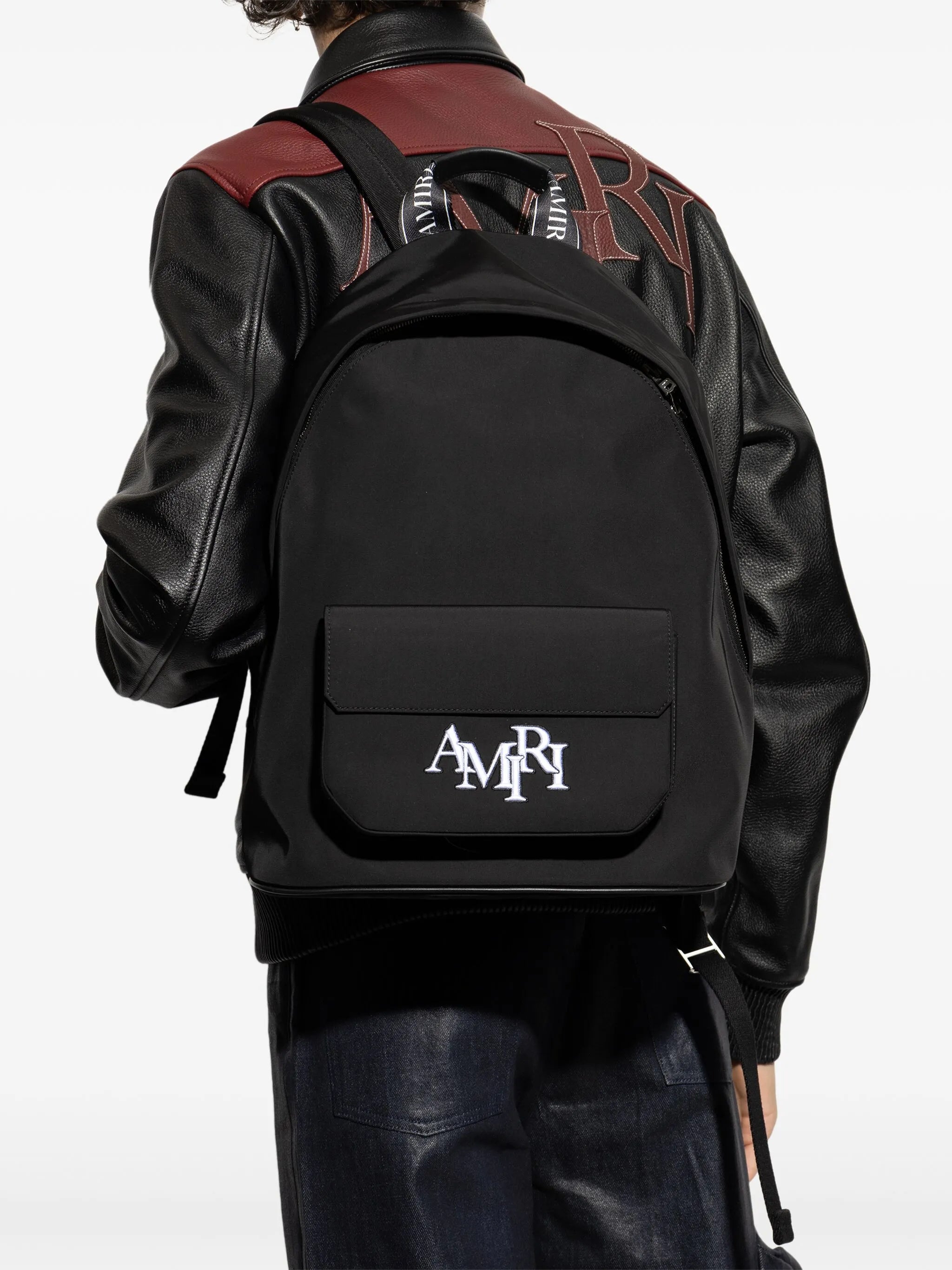 logo-embroidered backpack