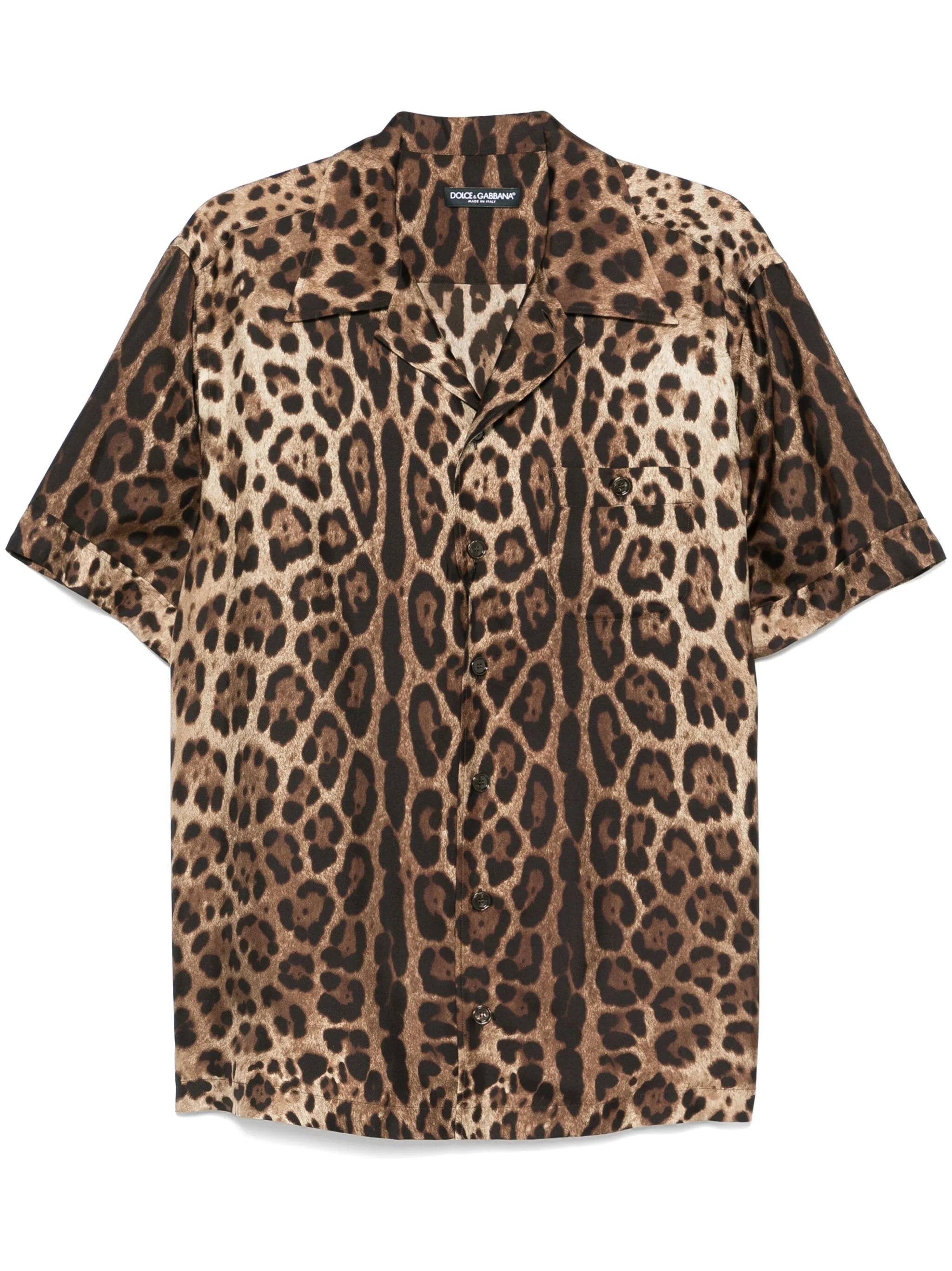 leopard-print silk shirt
