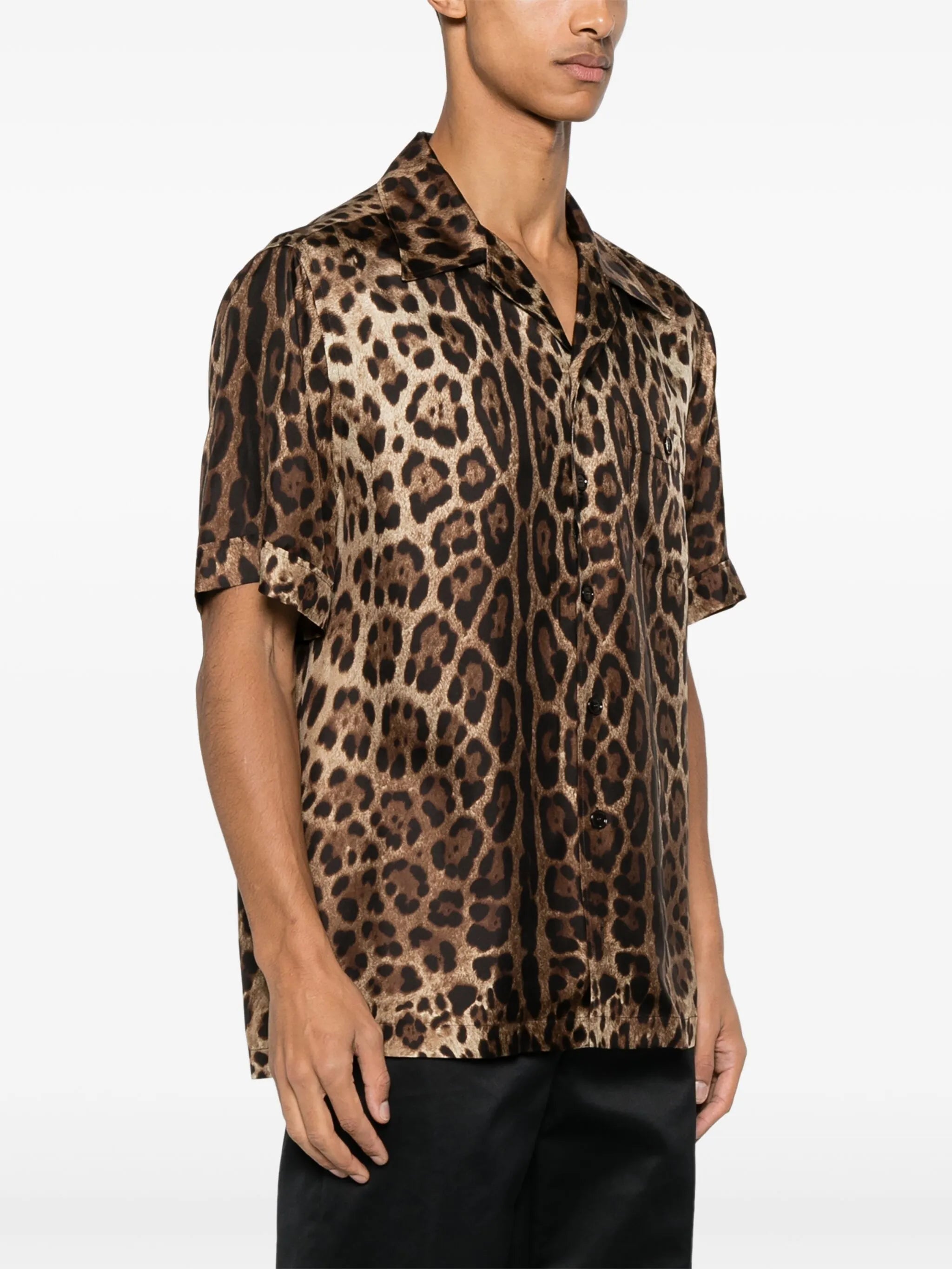 leopard-print silk shirt