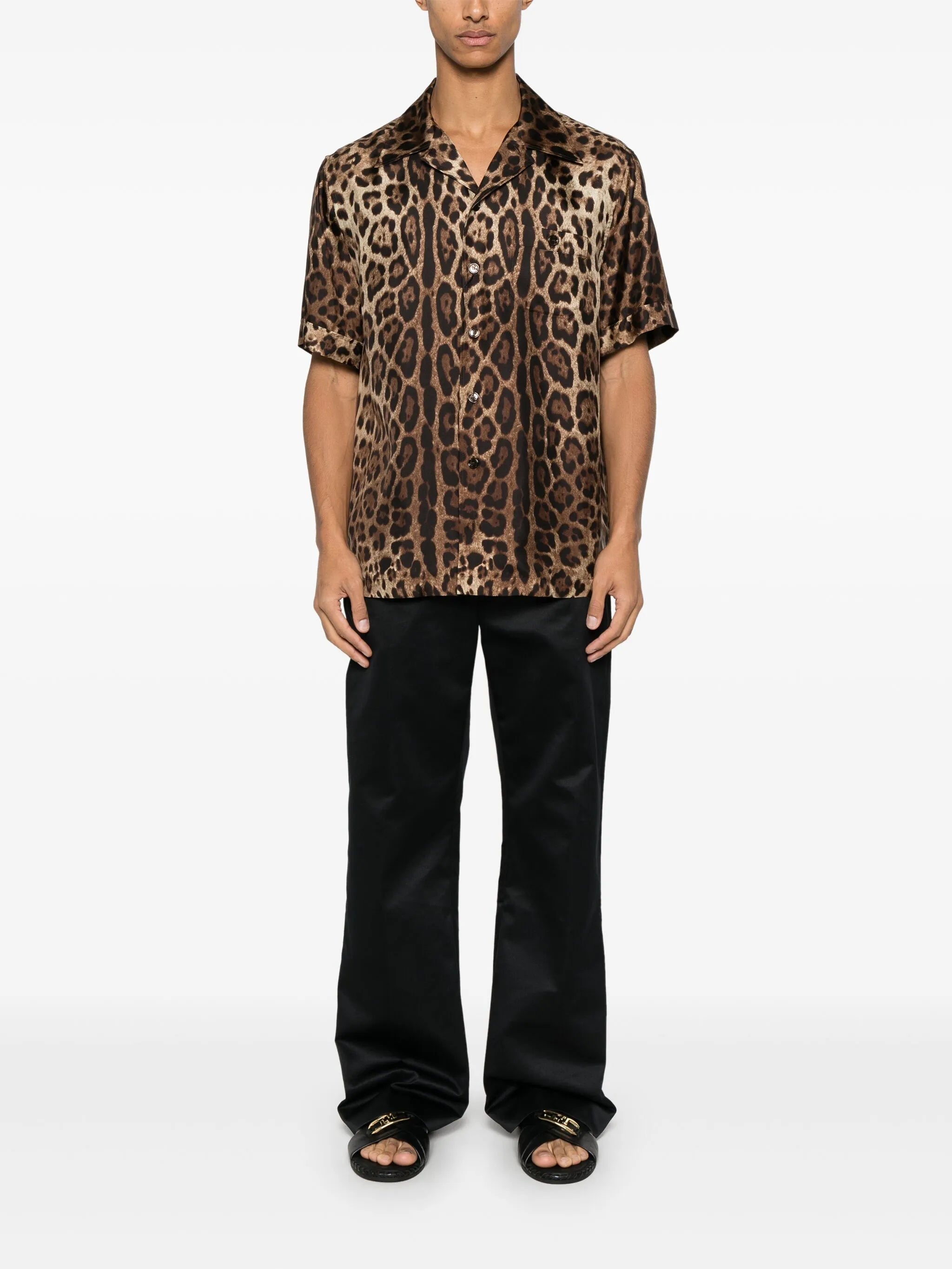 leopard-print silk shirt