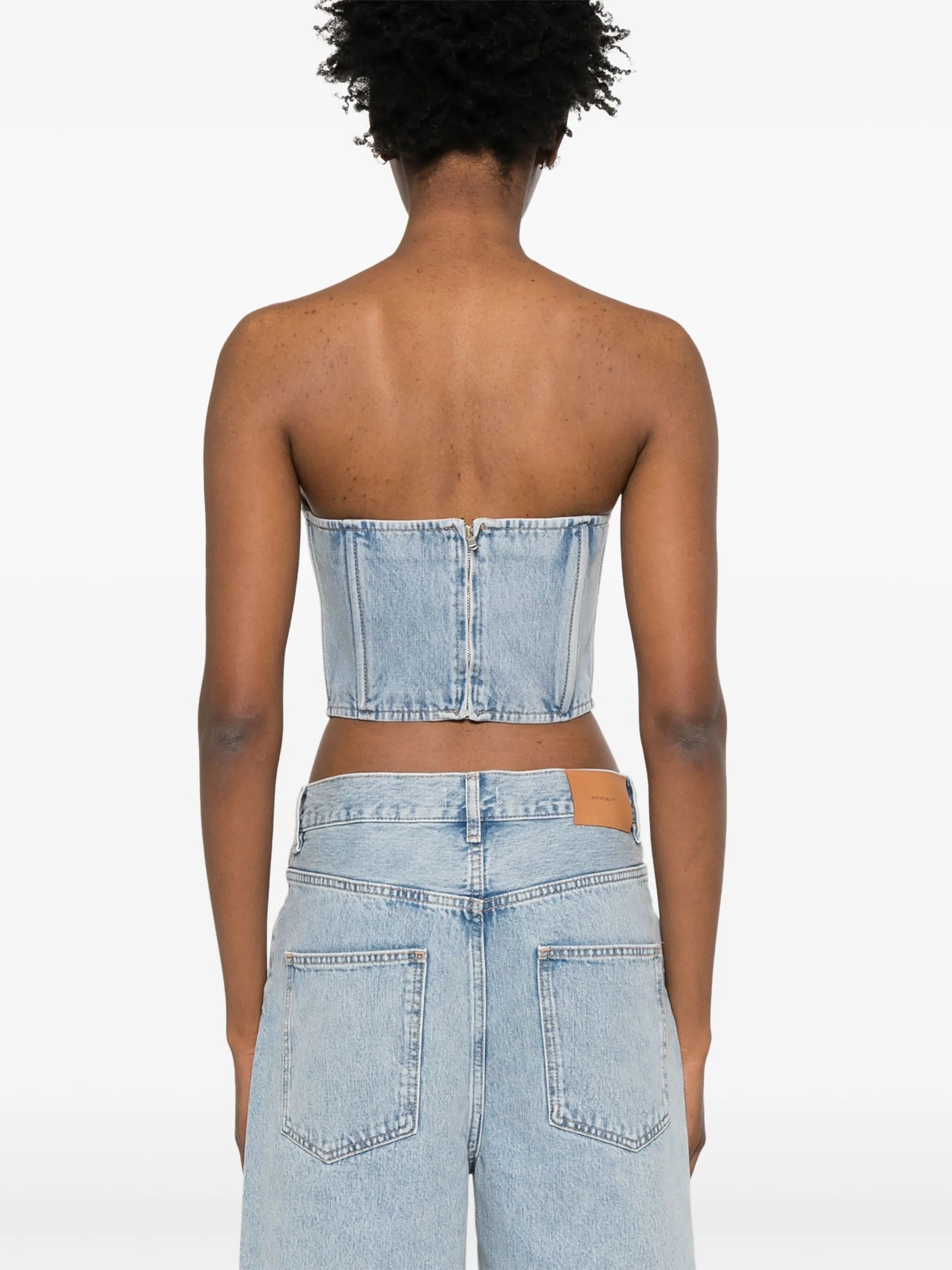 strapless denim top
