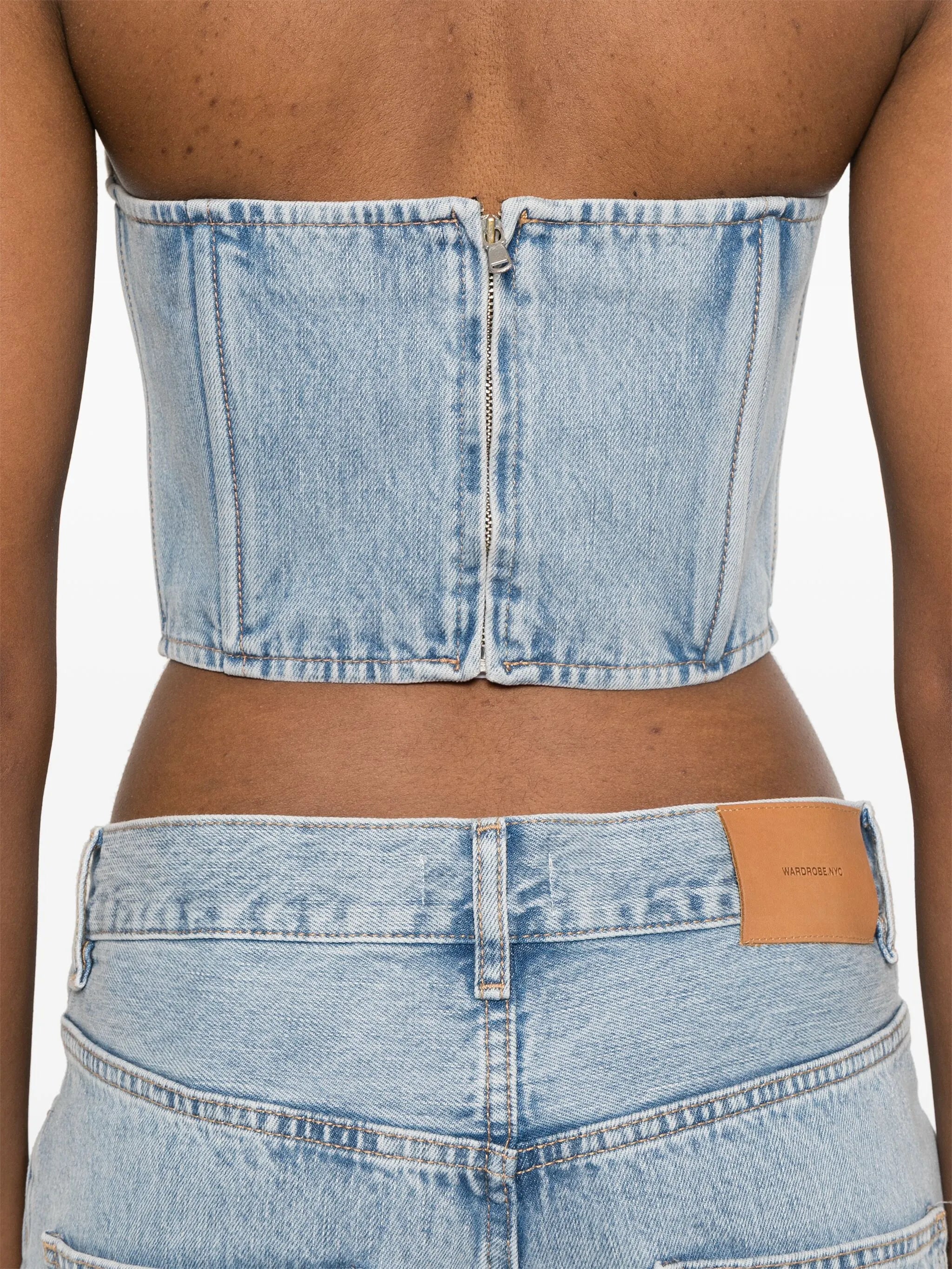 strapless denim top