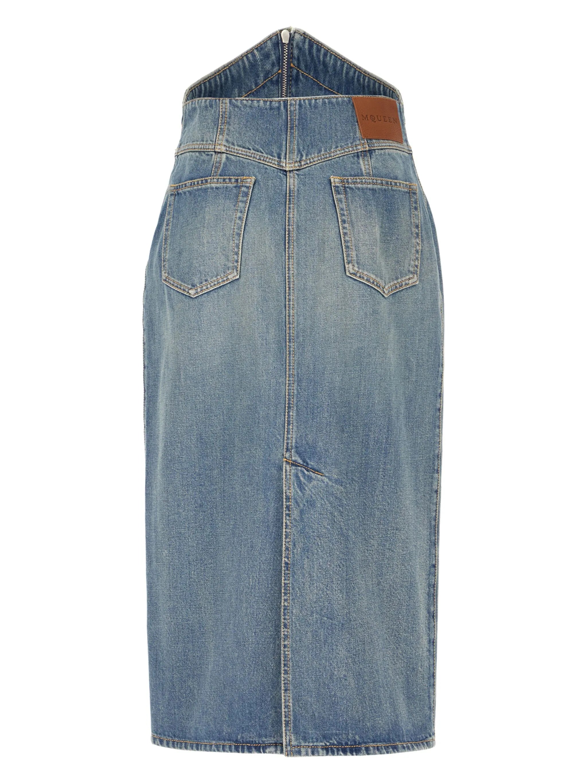 denim midi skirt