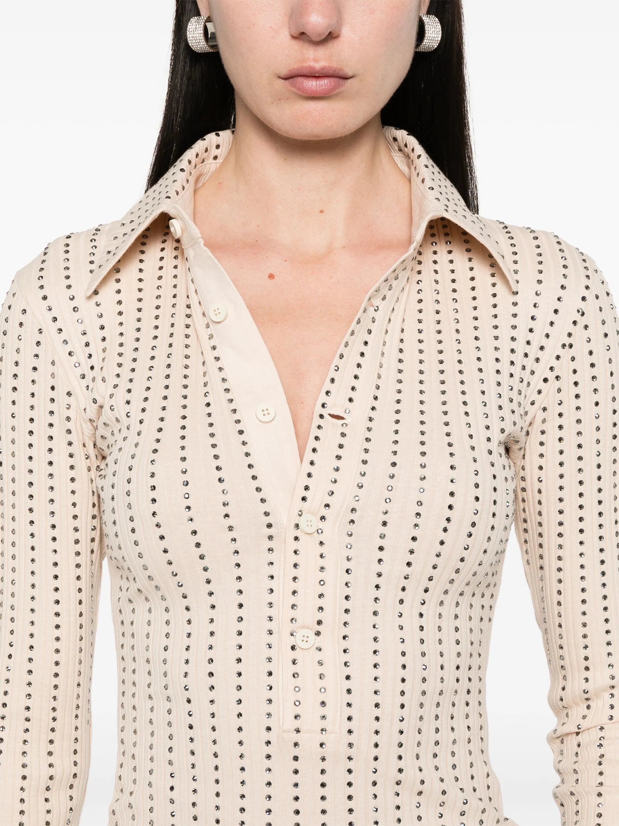 rhinestone-embellished polo shirt
