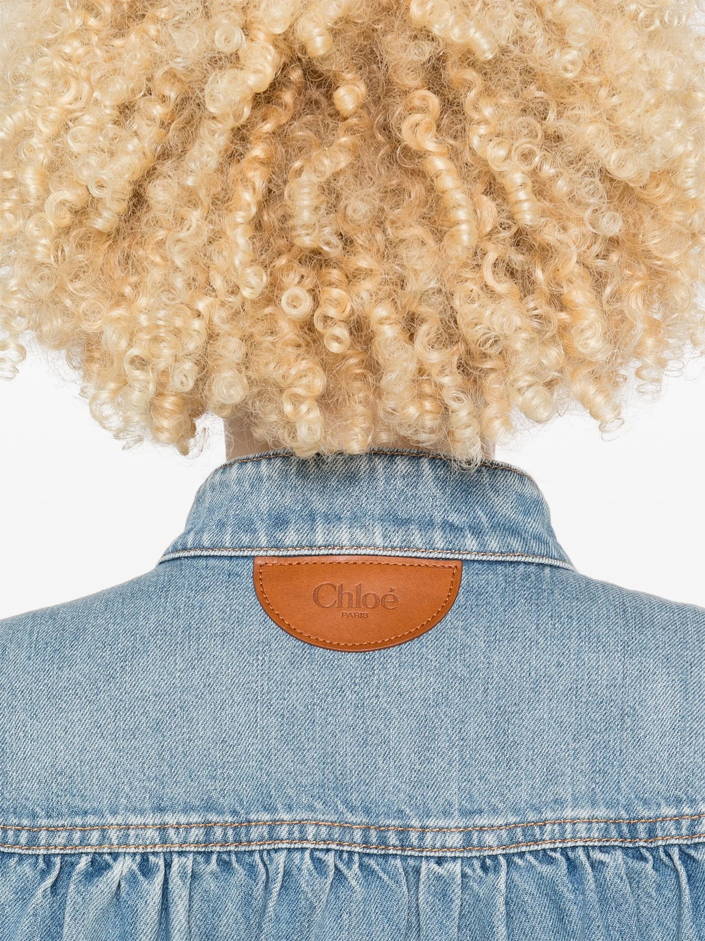 gathered denim jacket