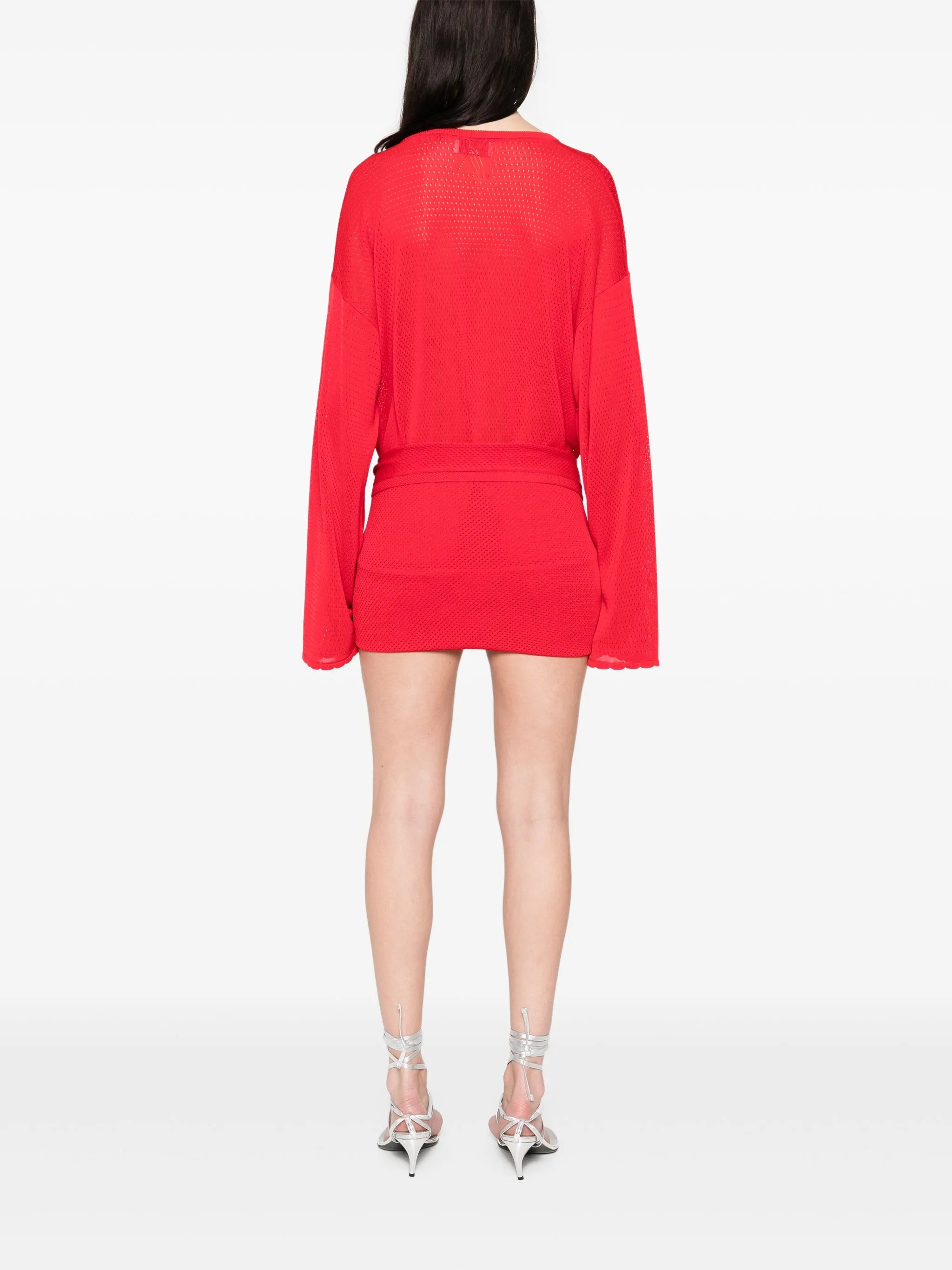 V-neck knotted mini dress