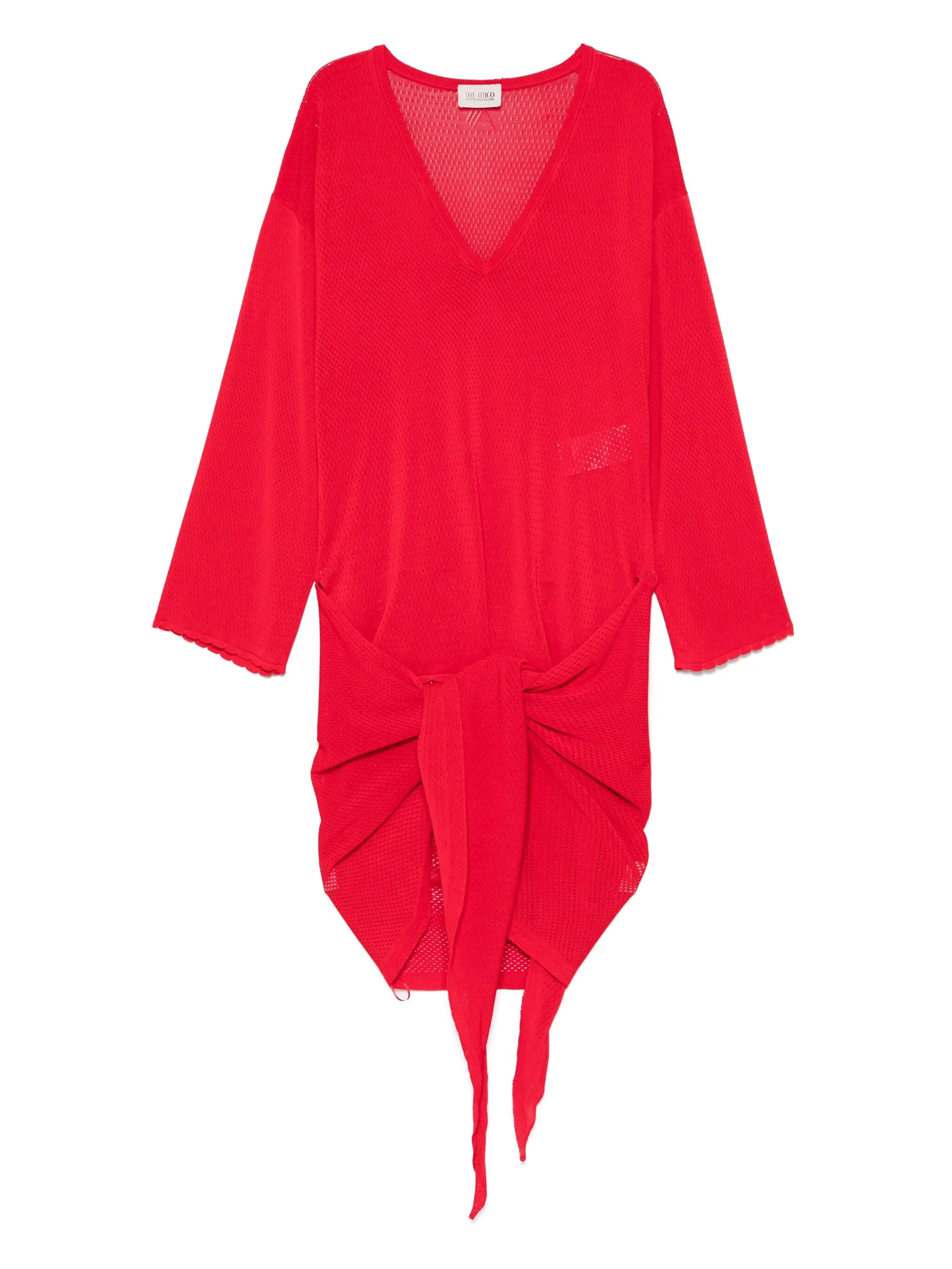 V-neck knotted mini dress