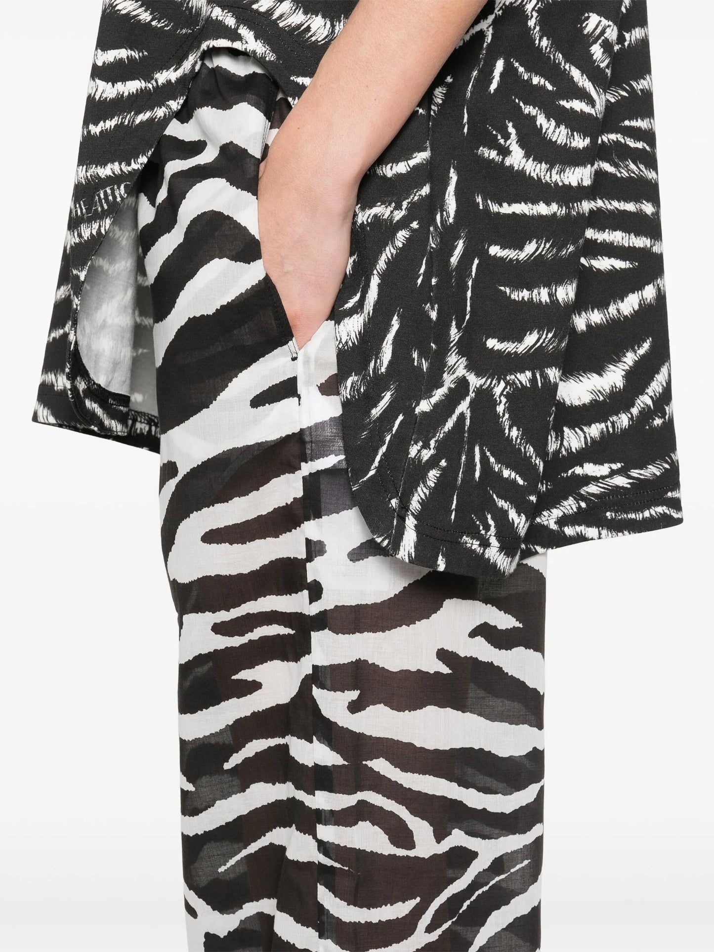 zebra-print sheer trousers