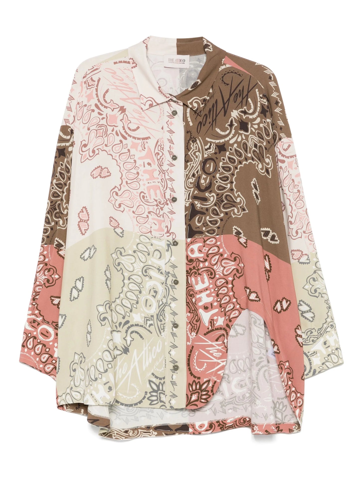 paisley-print patchwork shirt