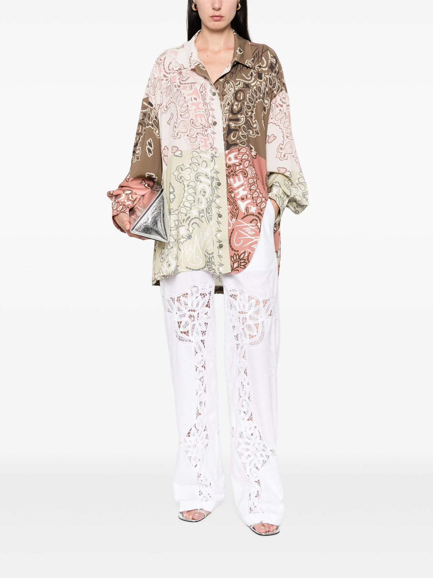 paisley-print patchwork shirt