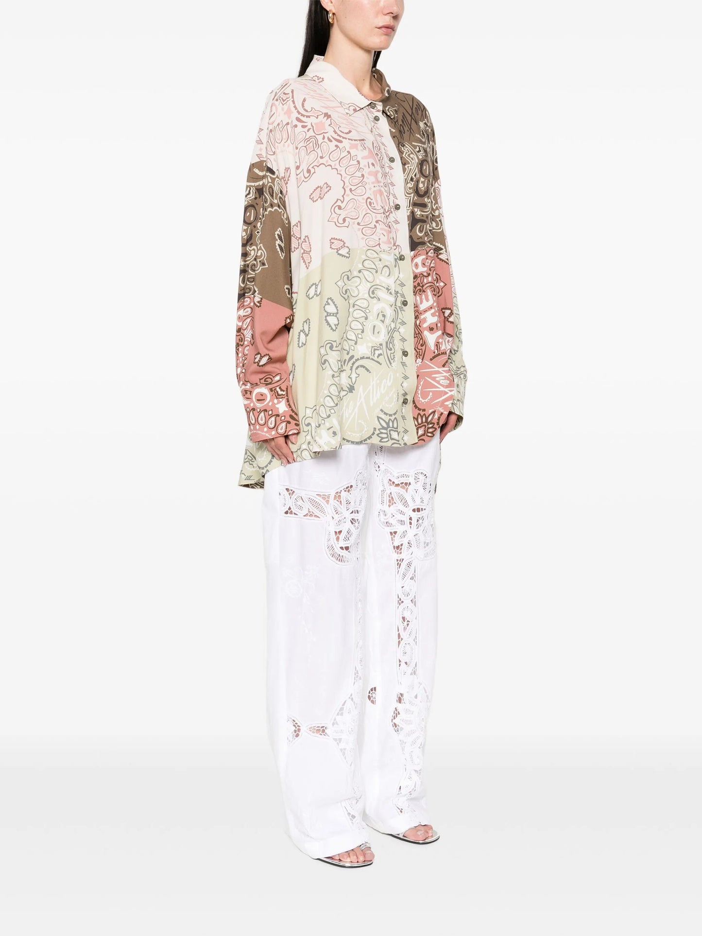 paisley-print patchwork shirt
