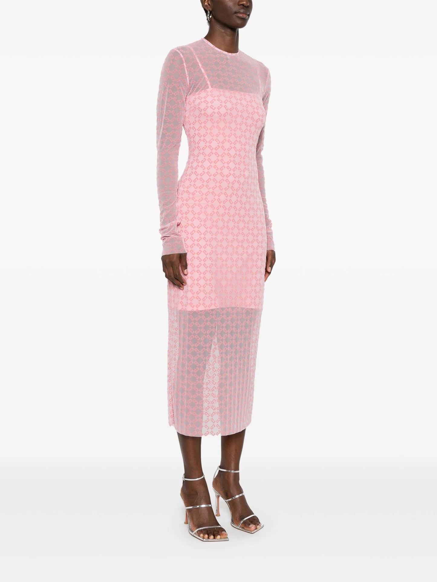 flocked-logo midi dress