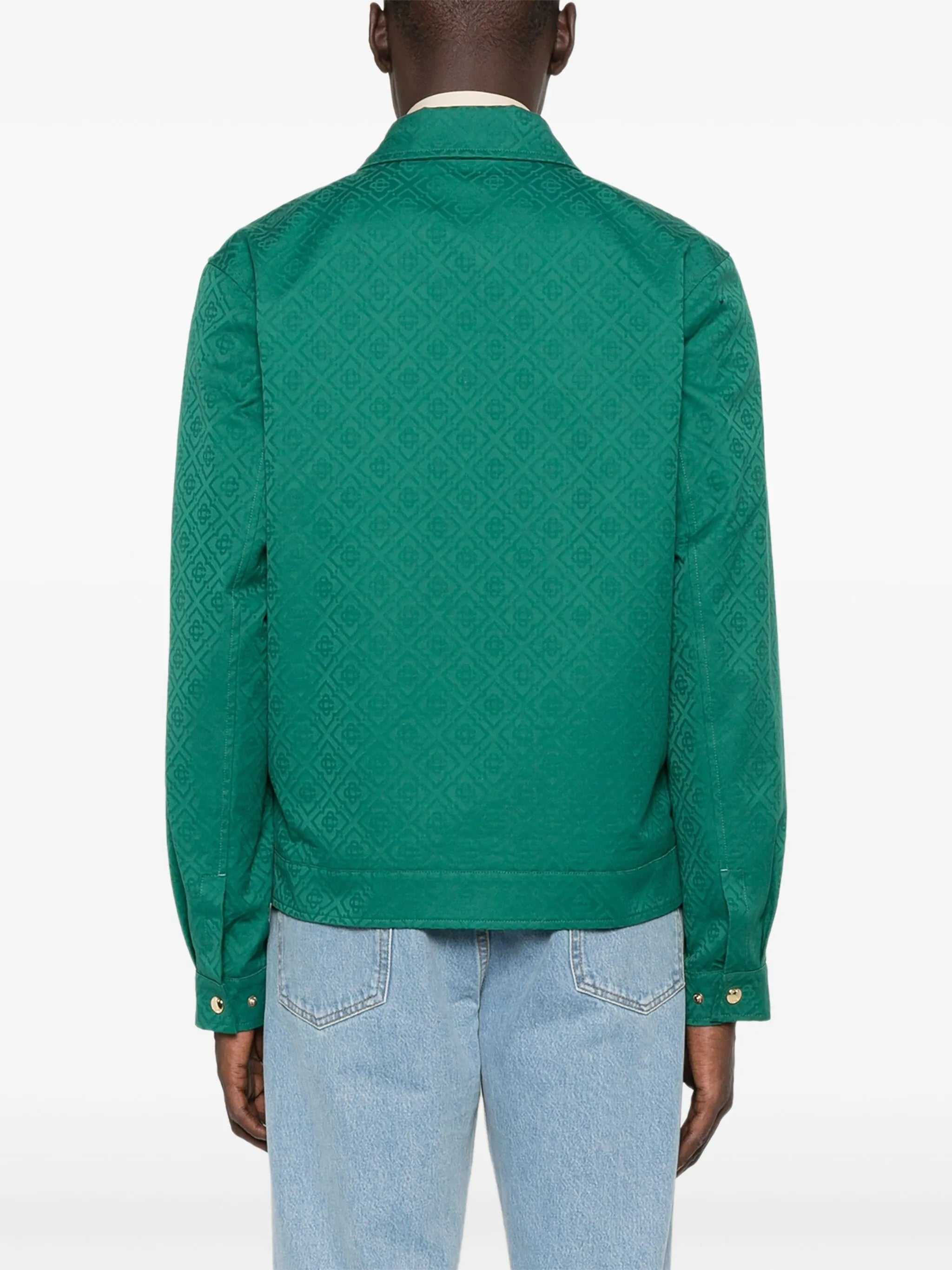 monogram-jacquard zip-front overshirt