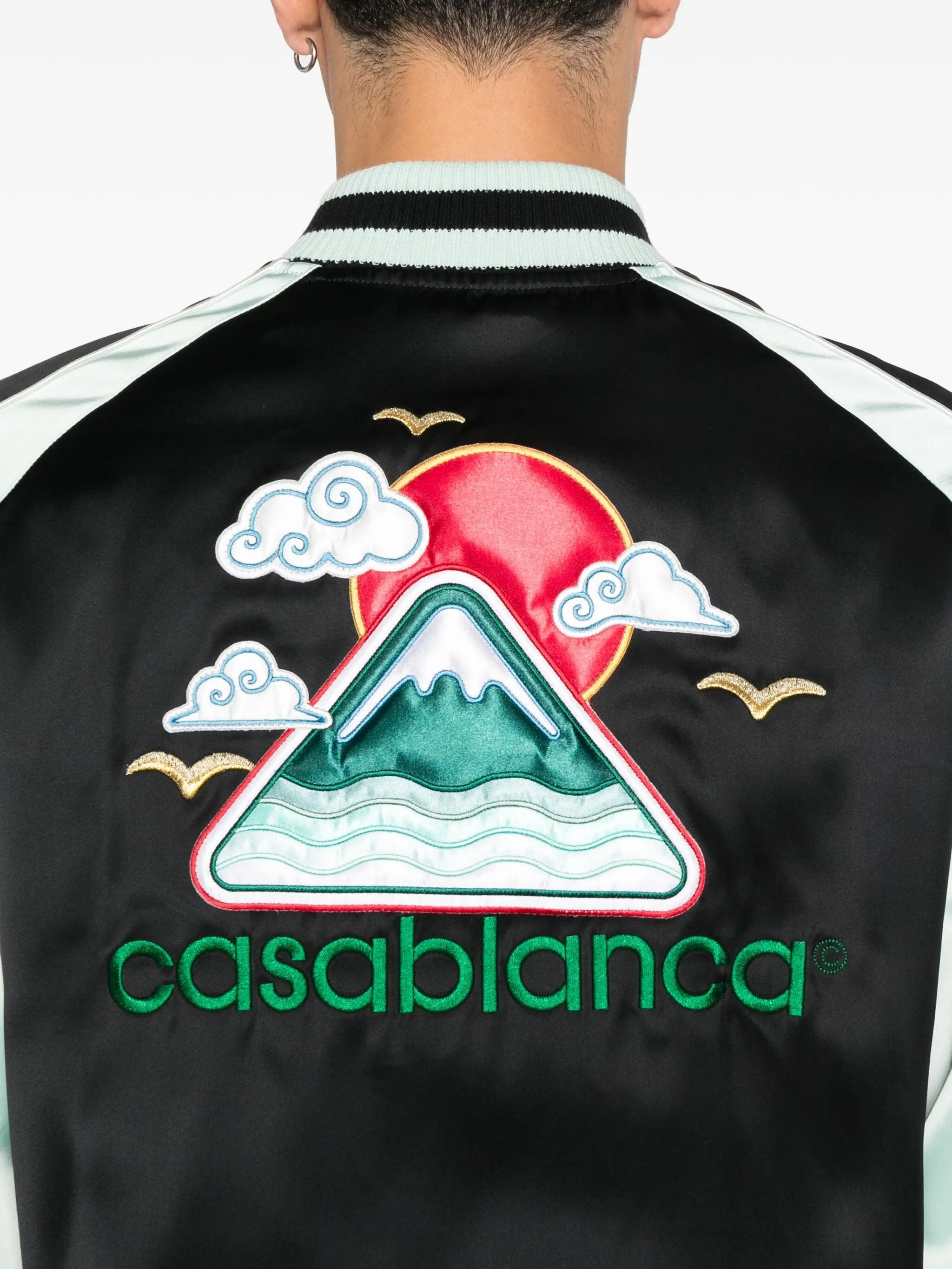 embroidered-logo bomber jacket