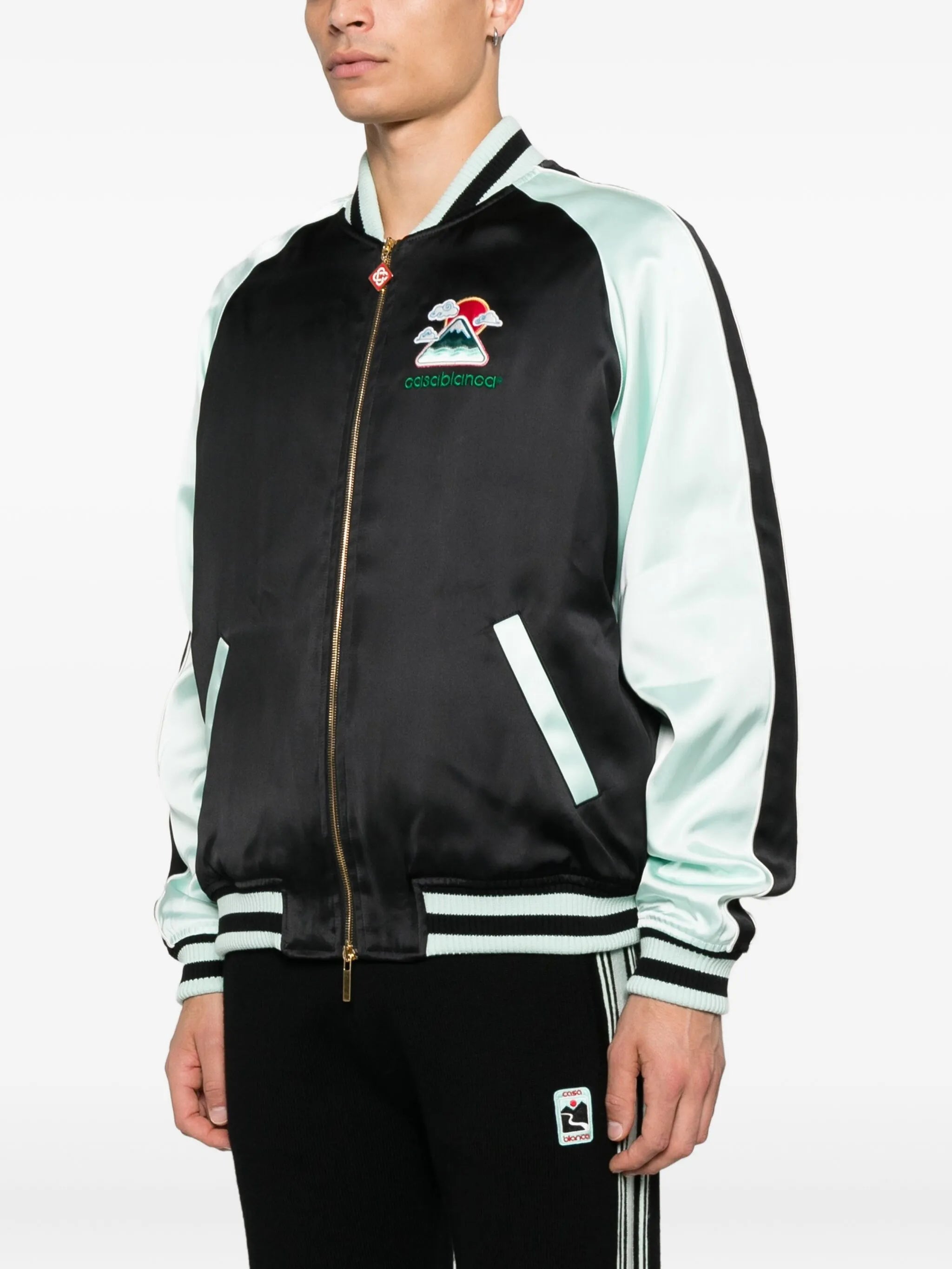 embroidered-logo bomber jacket