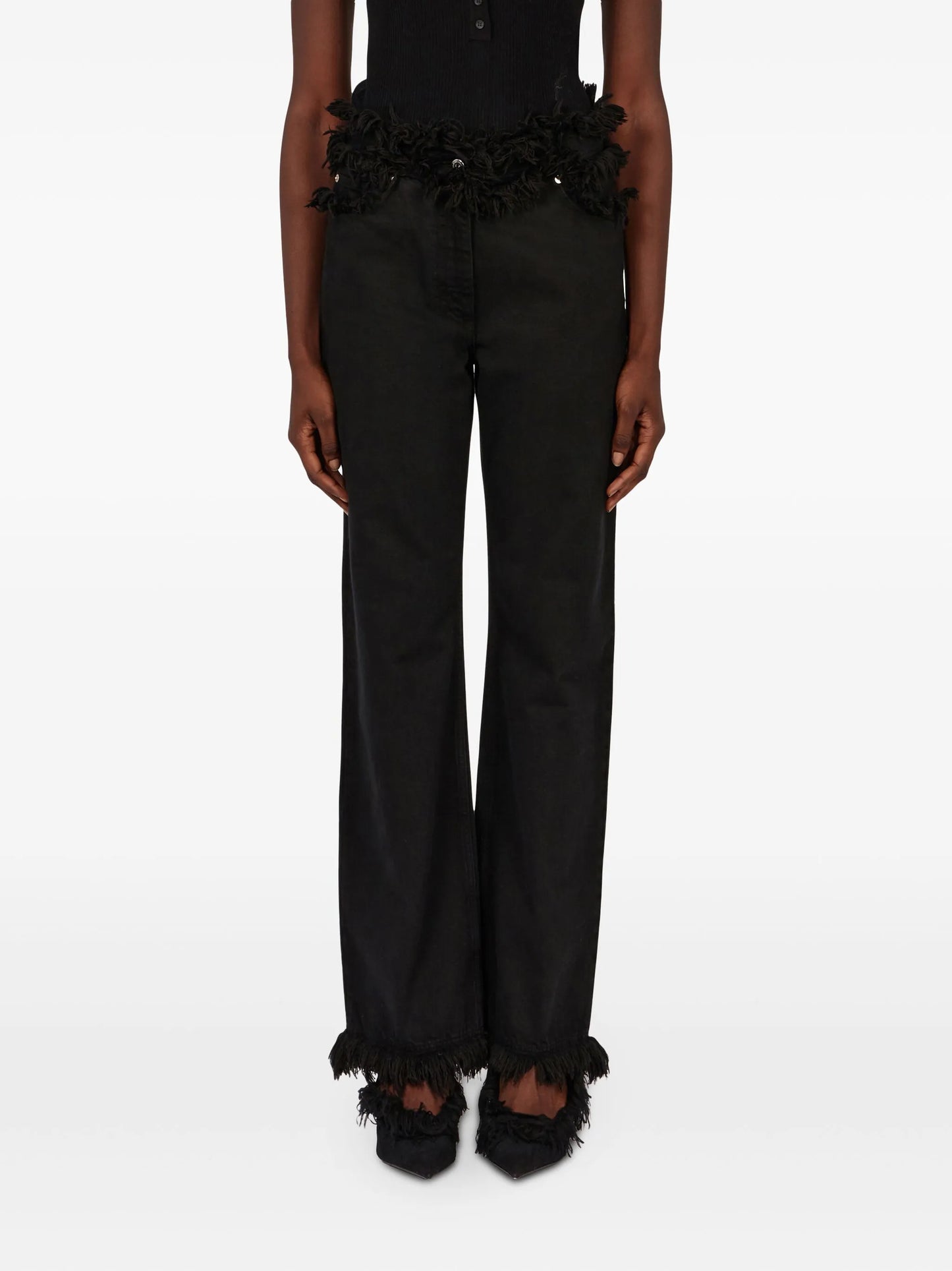 fringed straight-leg jeans