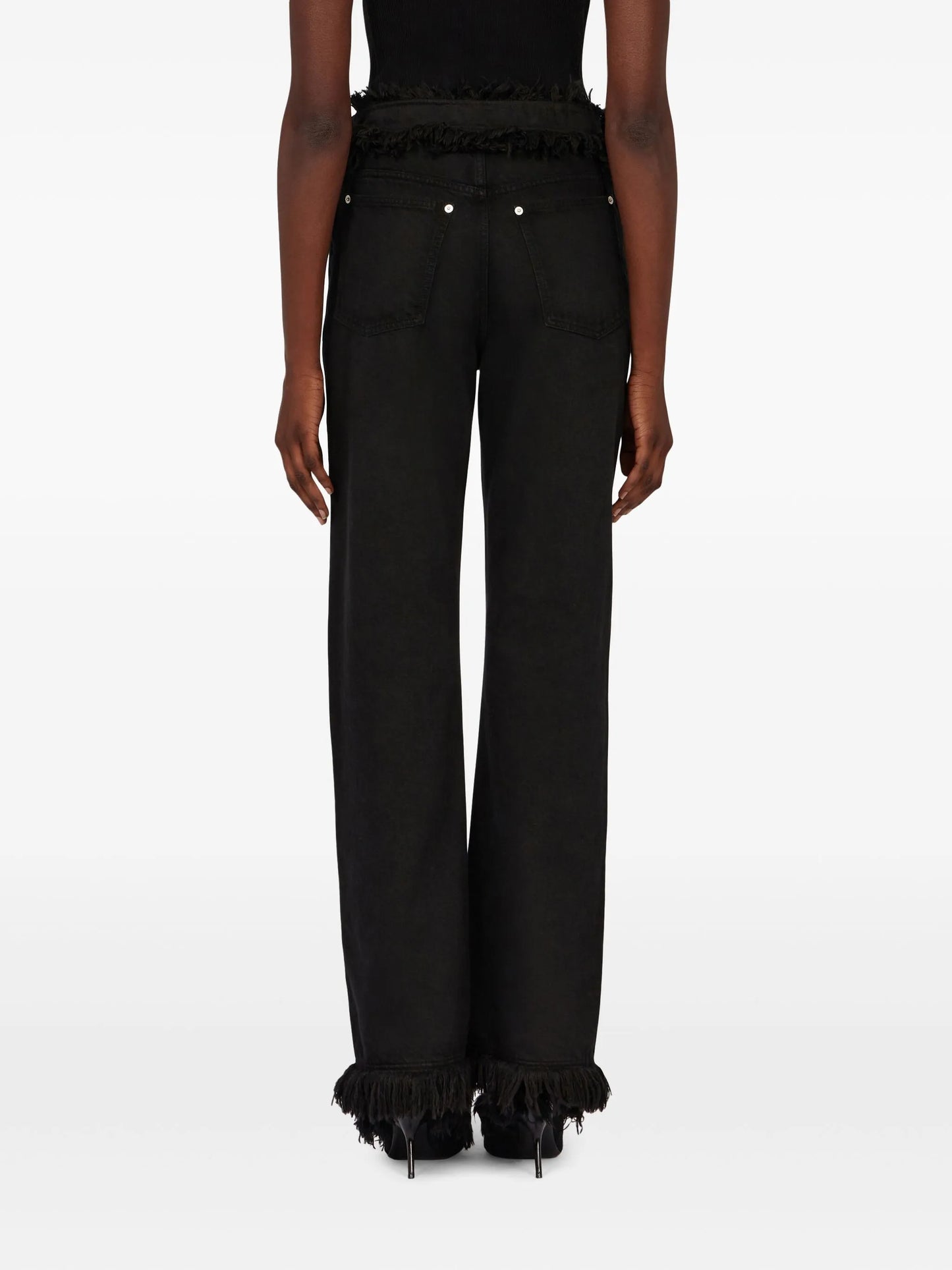 fringed straight-leg jeans