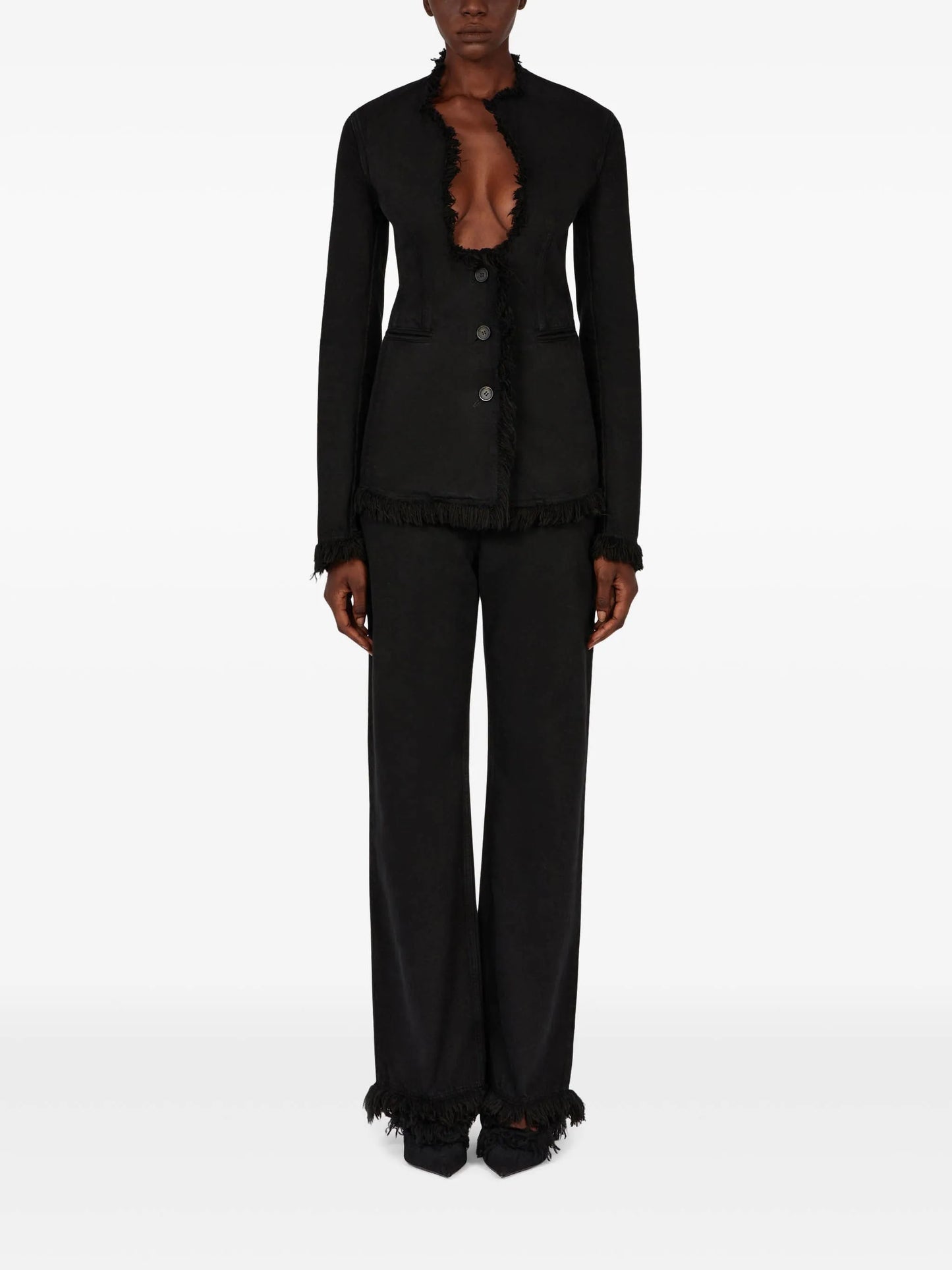 fringed straight-leg jeans
