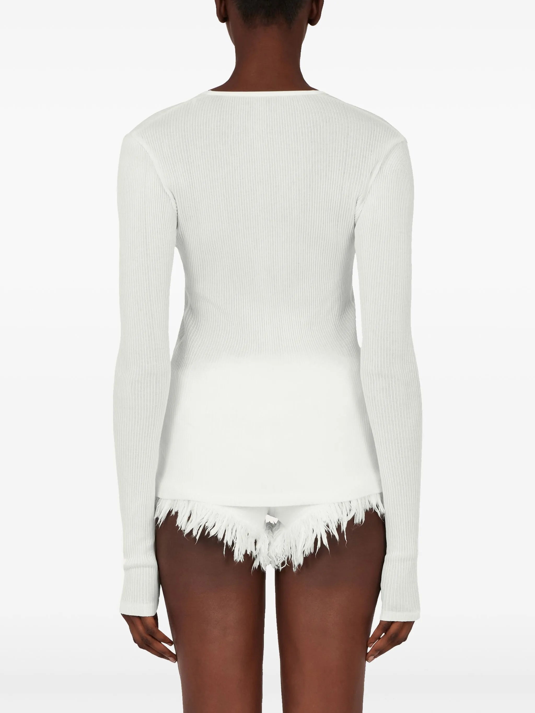 rippled-neckline sweater