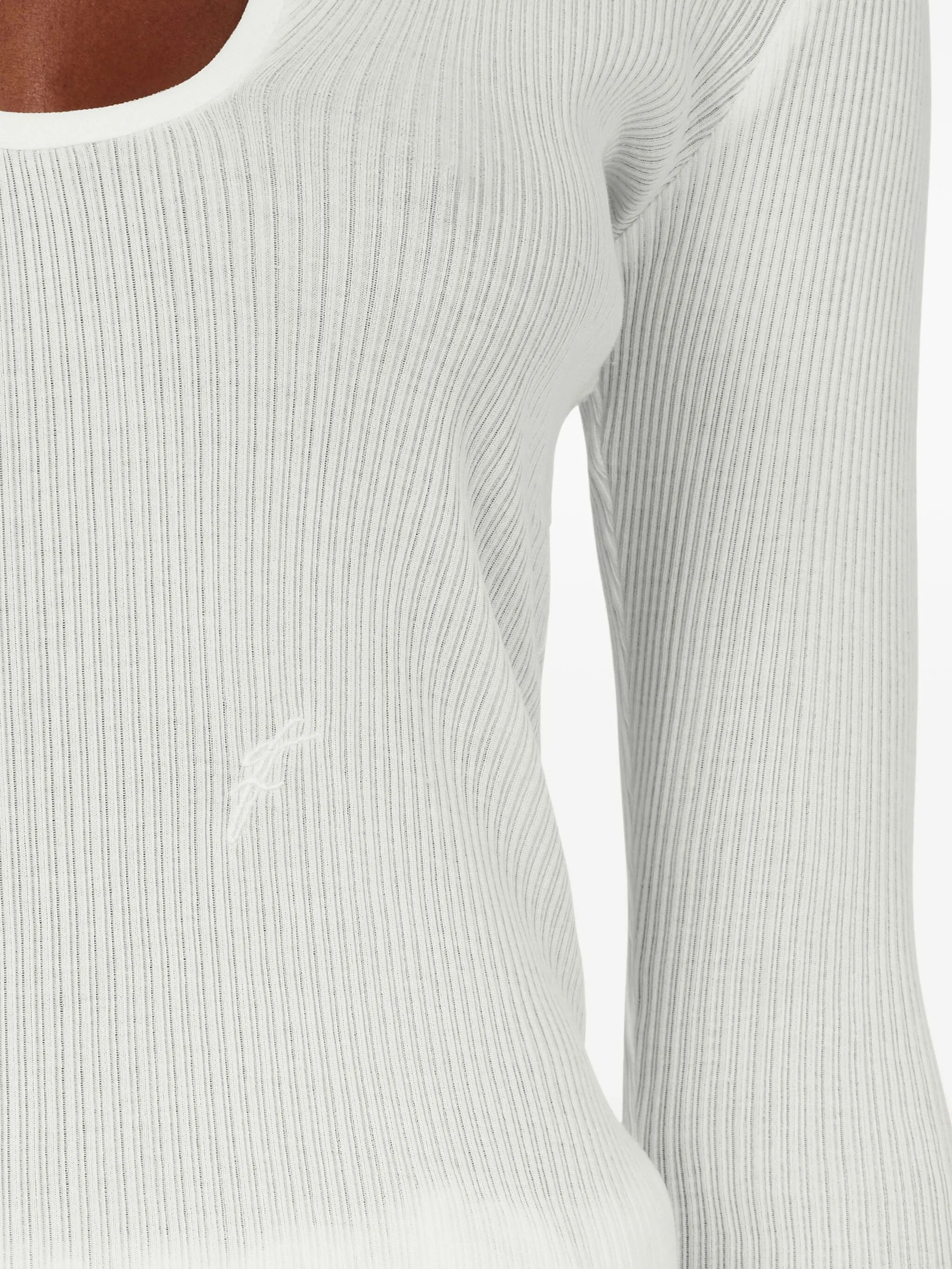 rippled-neckline sweater