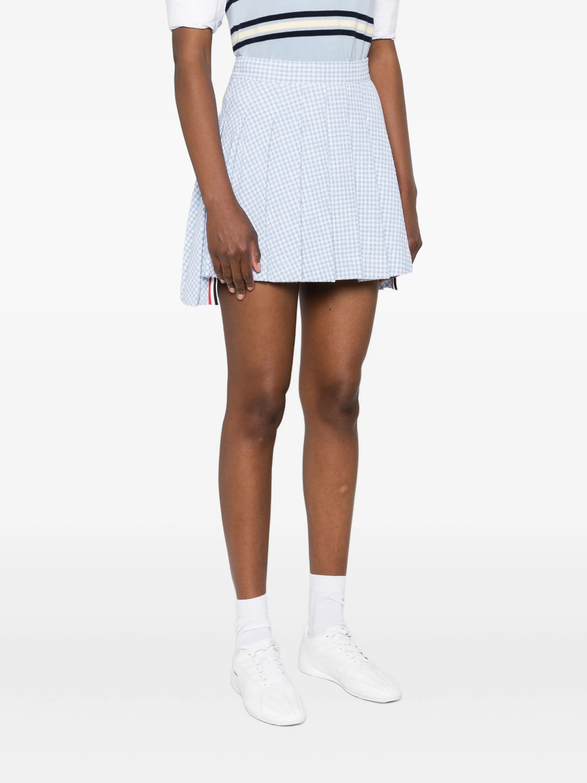 pleated checked mini skirt