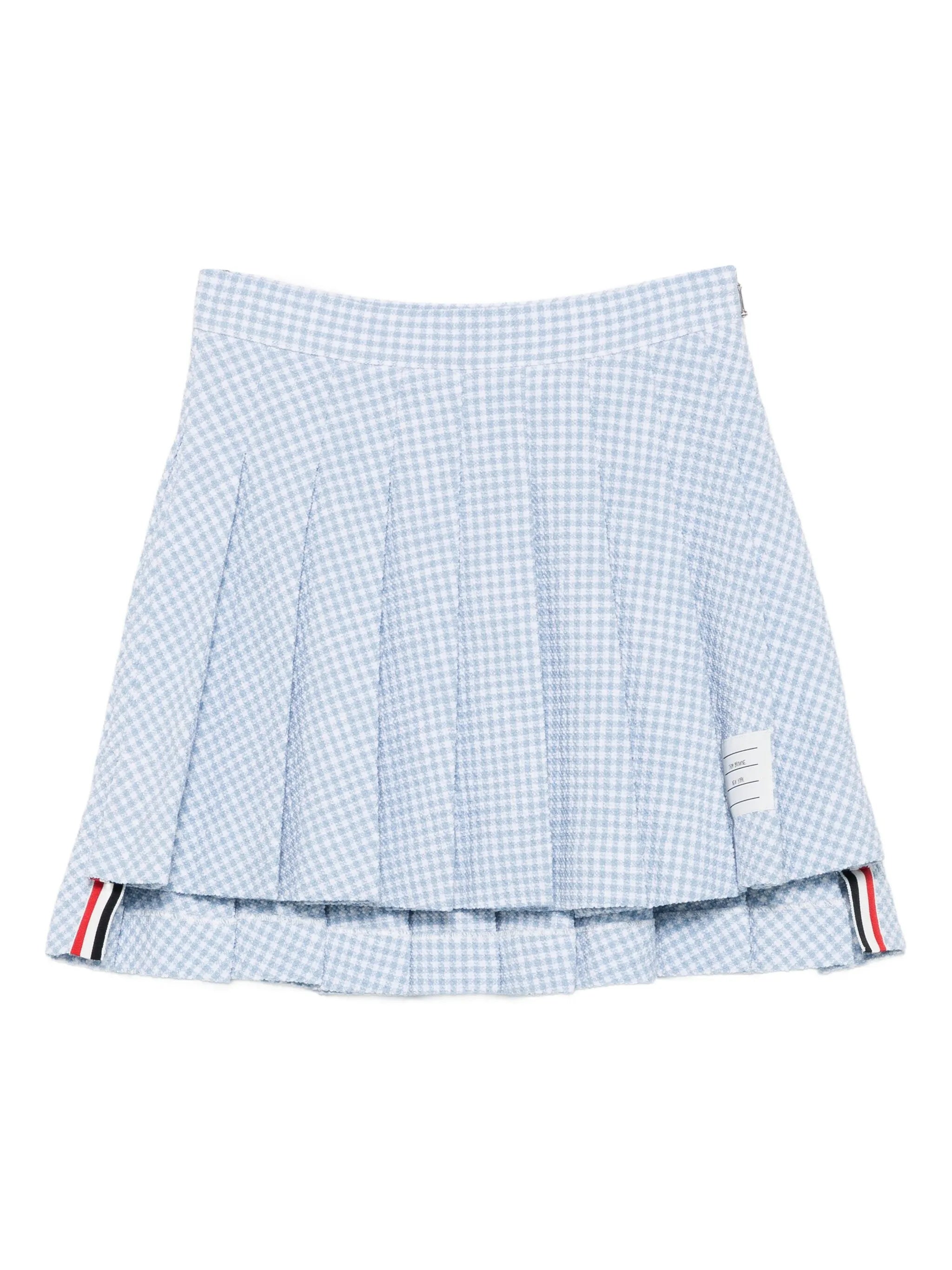 pleated checked mini skirt