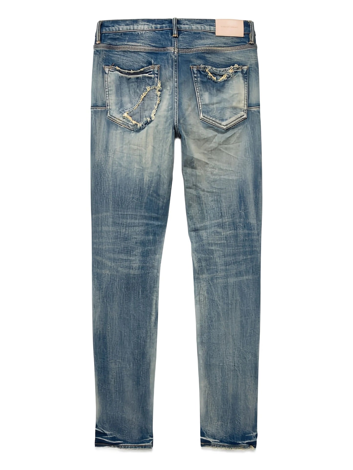 MID INDIGO DIRTY VINTAGE REPAIR WITH MARBLED BLEACH "Blue"