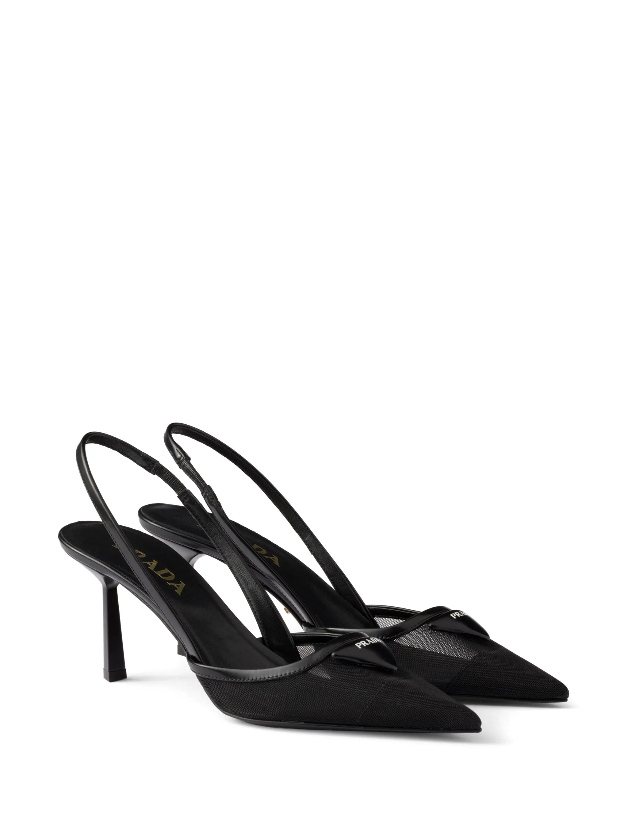 75mm mesh slingback pumps