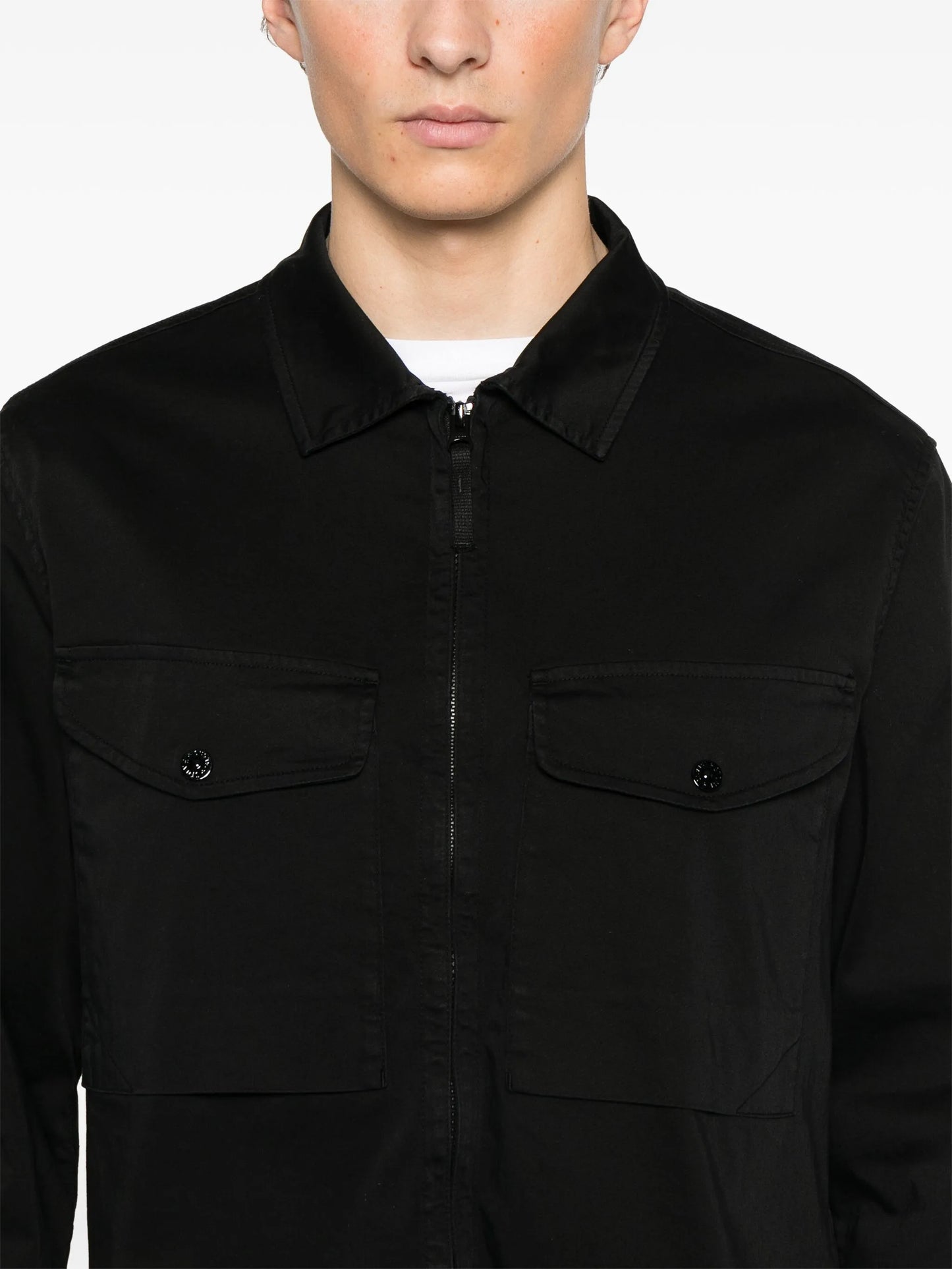 Compass-badge shirt jacket