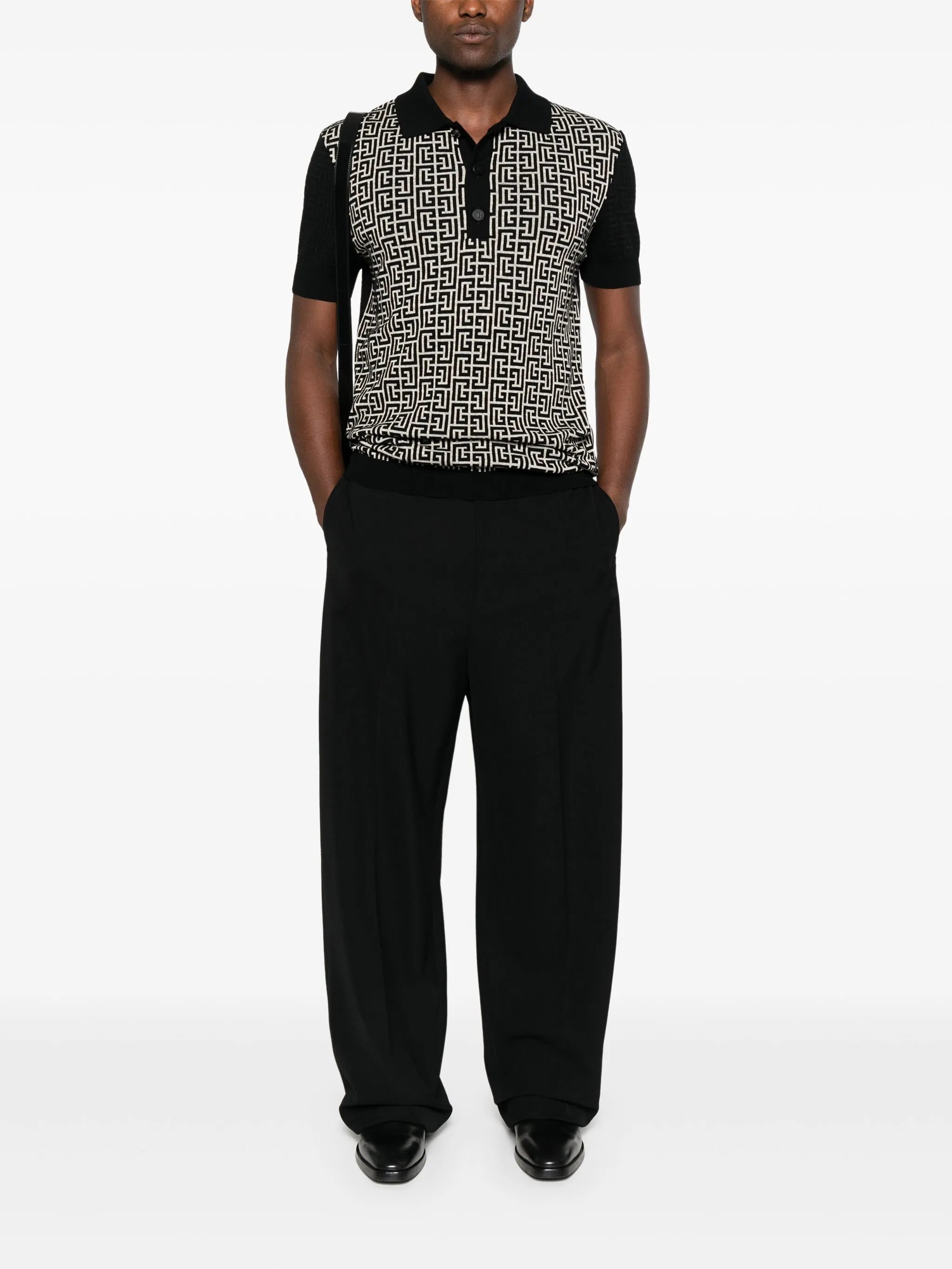 monogram knit polo shirt