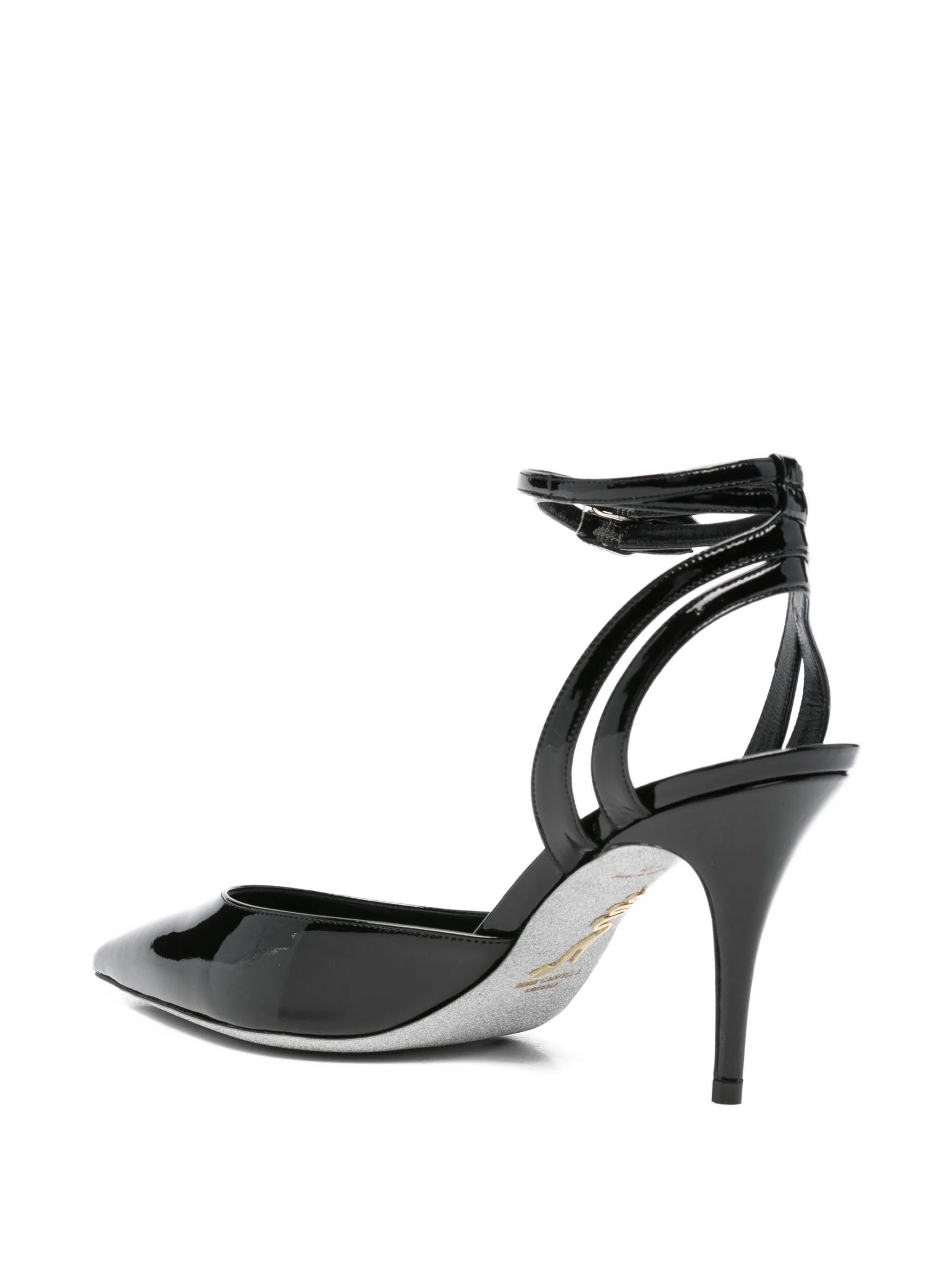 80mm leather heeled pumps