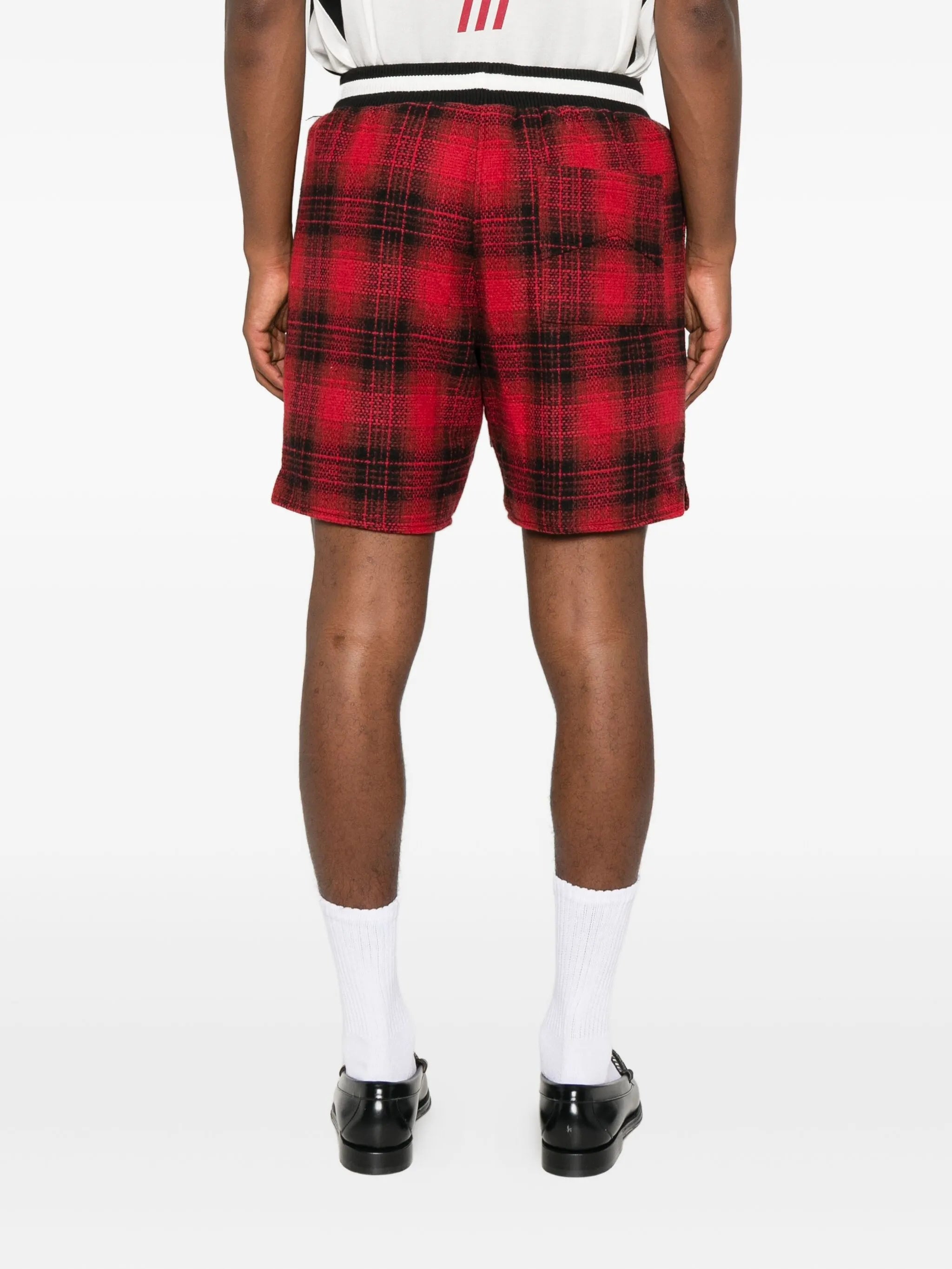 collegiate-logo plaid shorts
