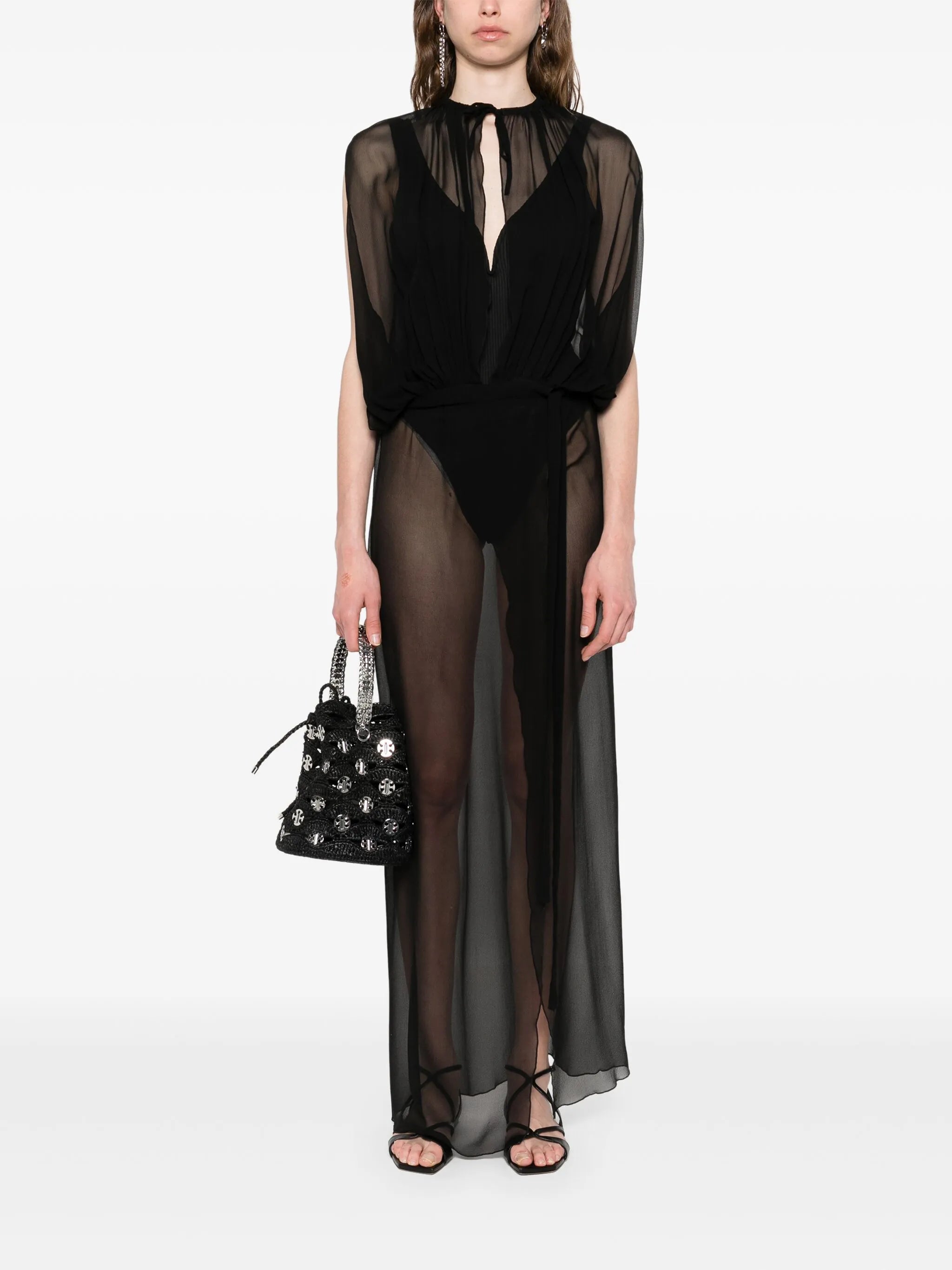 sleeveless sheer maxi dress