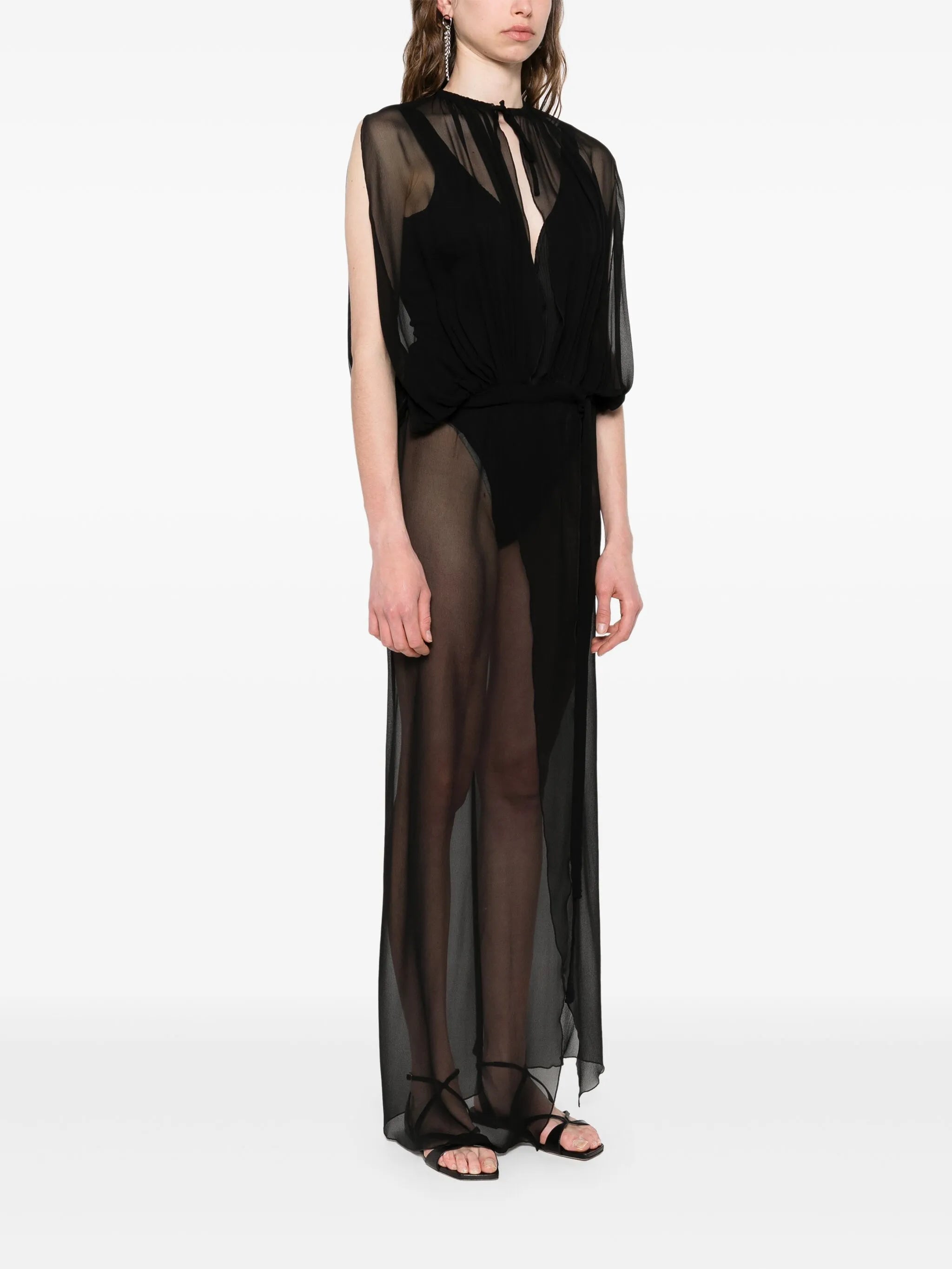 sleeveless sheer maxi dress