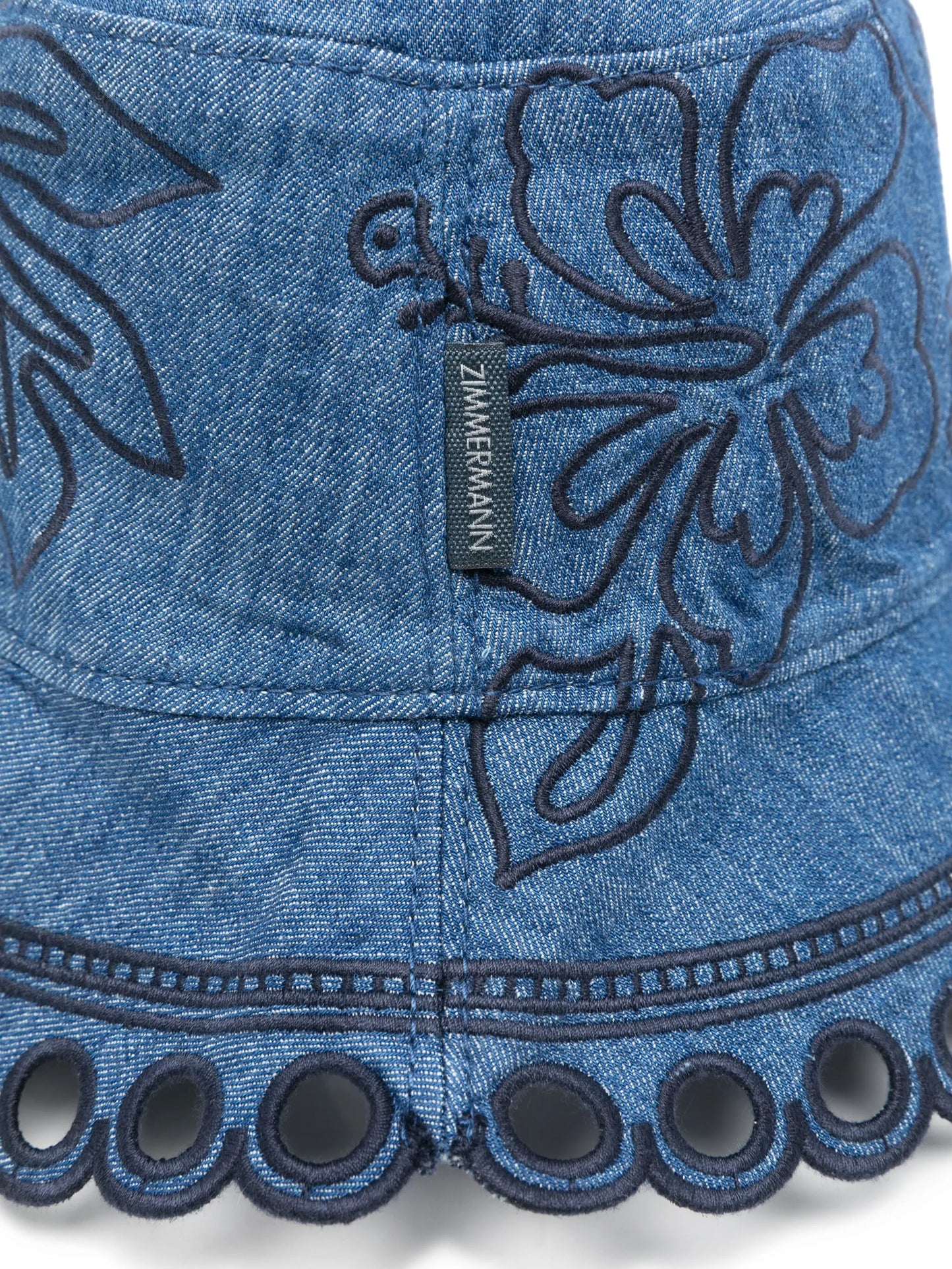 embroidered denim bucket hat