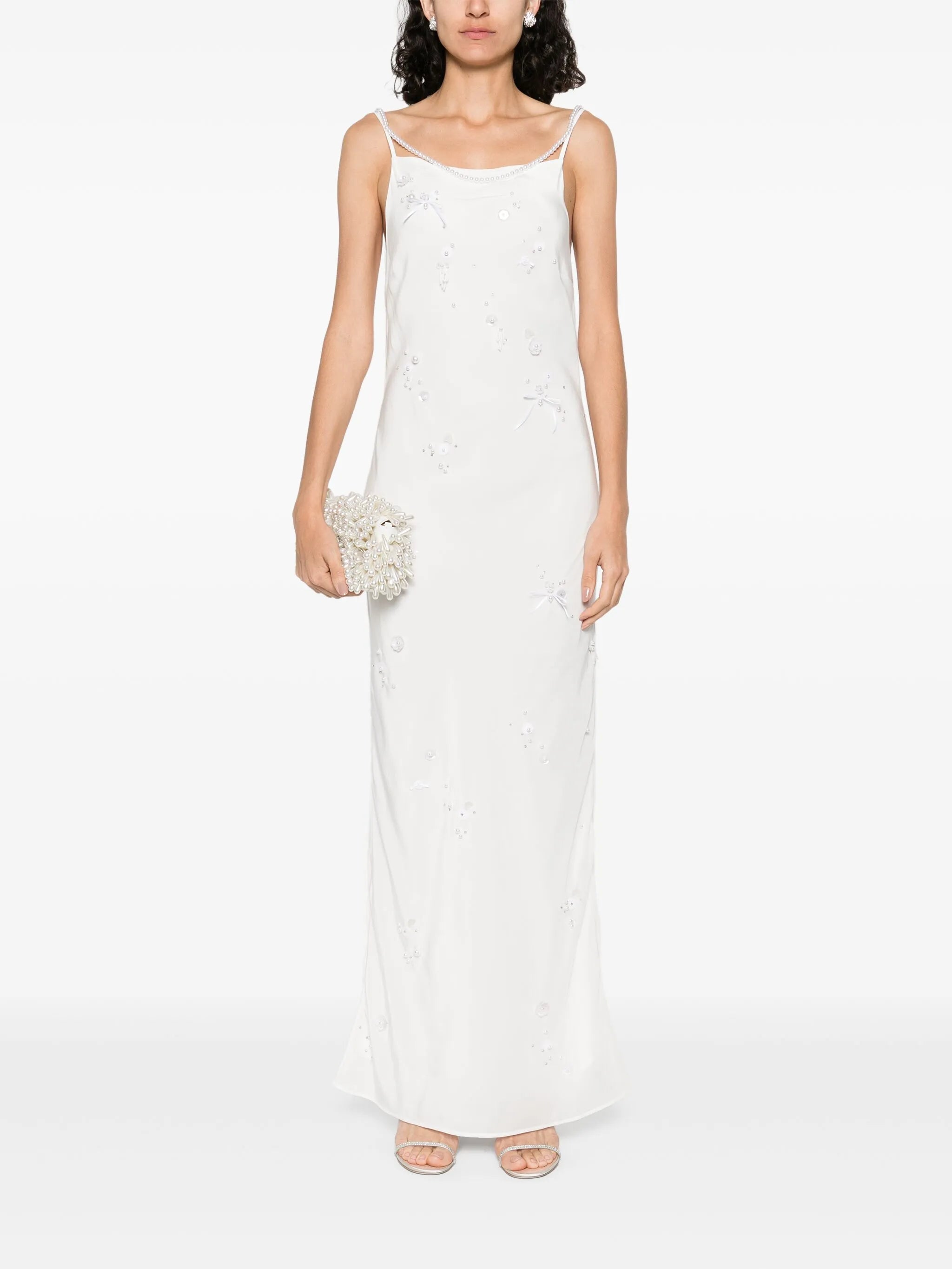 pearl-embroidered maxi dress