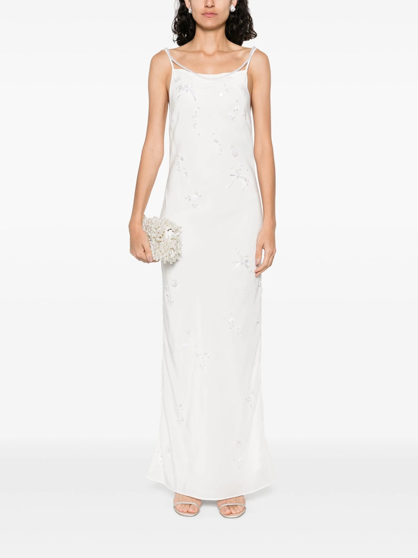pearl-embroidered maxi dress