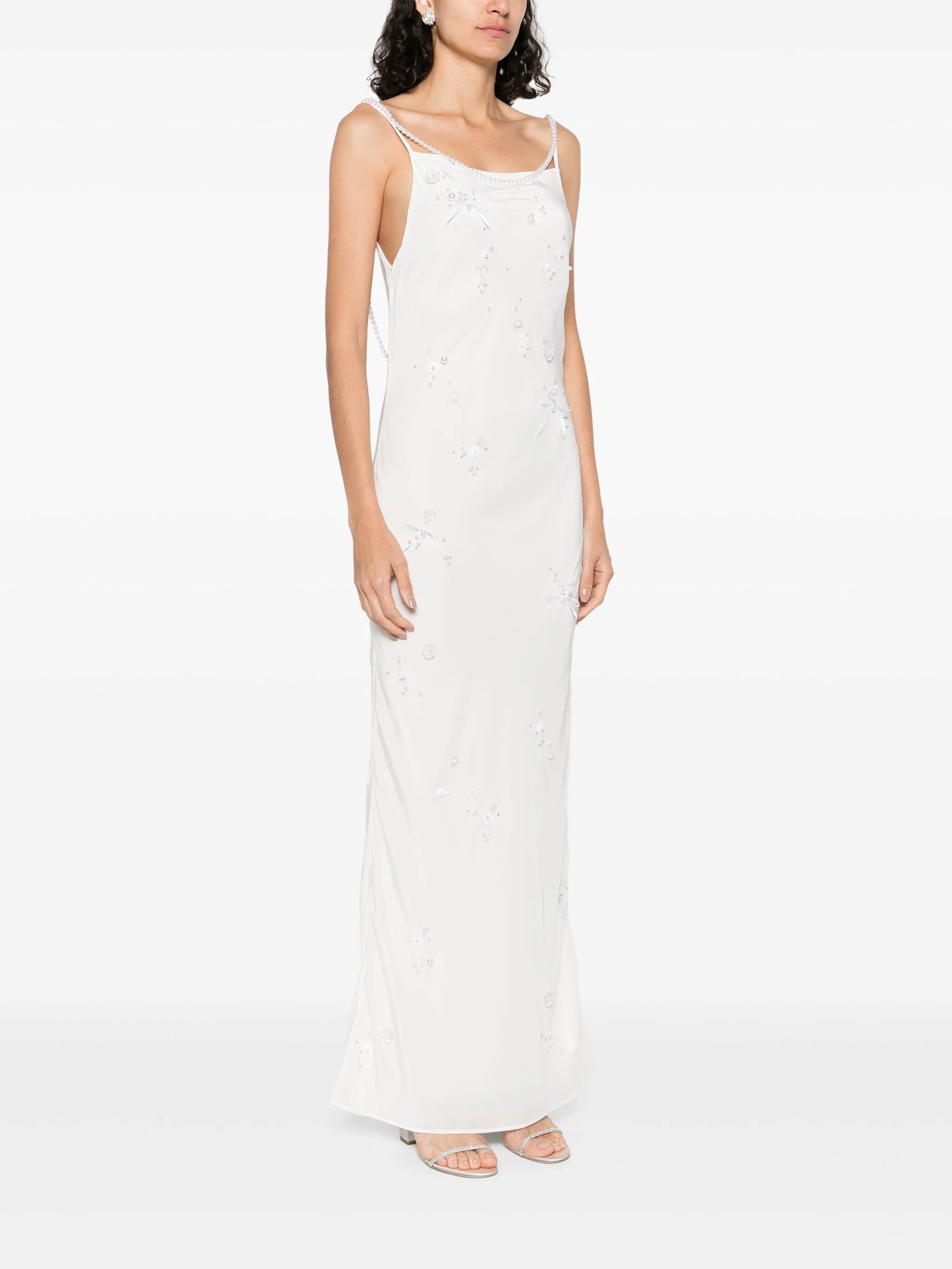 pearl-embroidered maxi dress