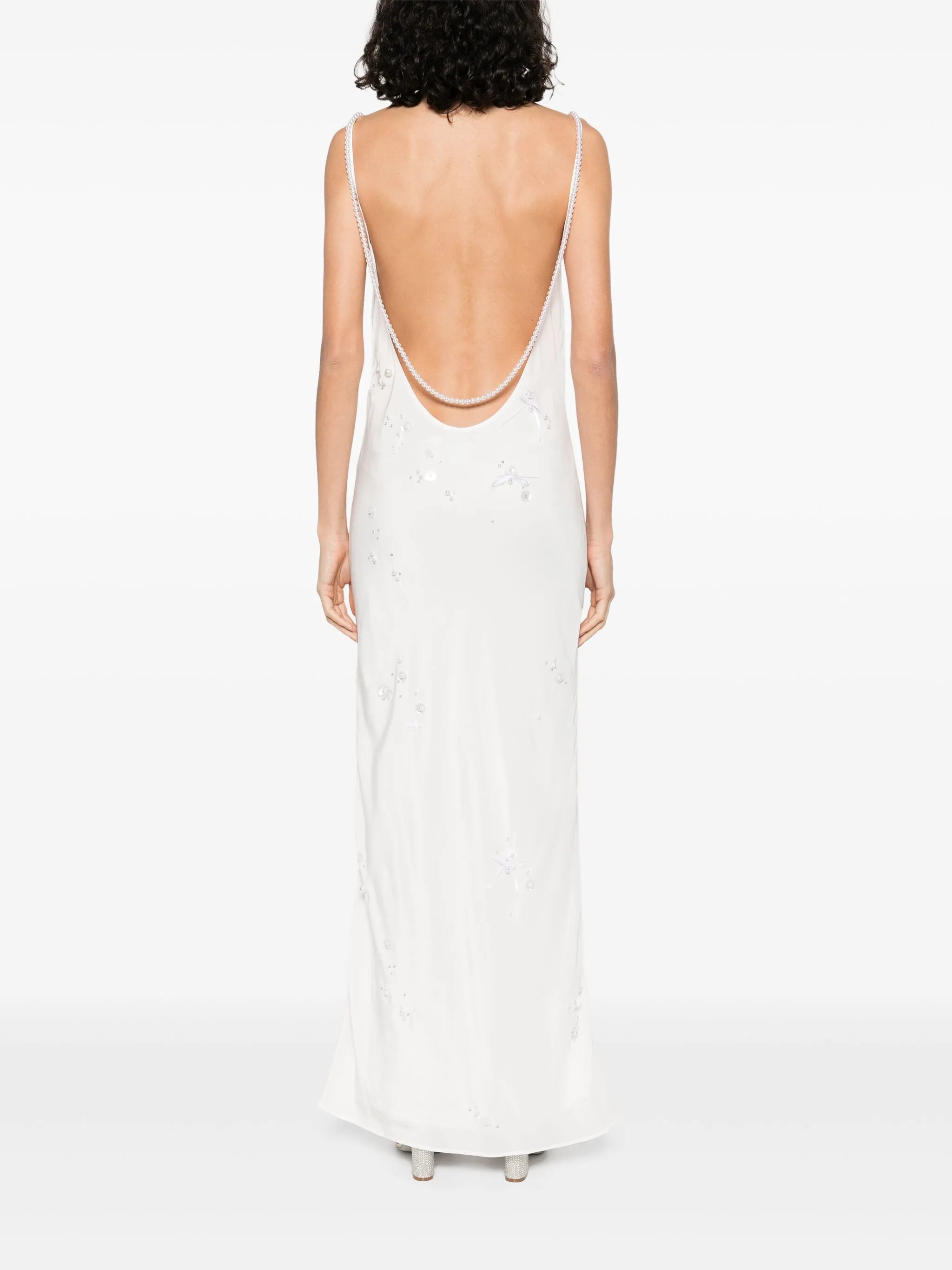 pearl-embroidered maxi dress