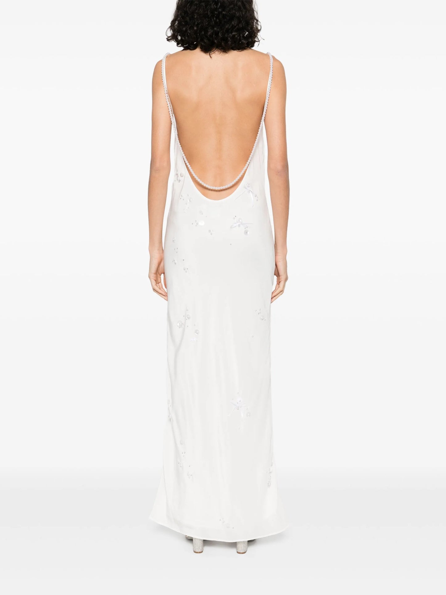 pearl-embroidered maxi dress