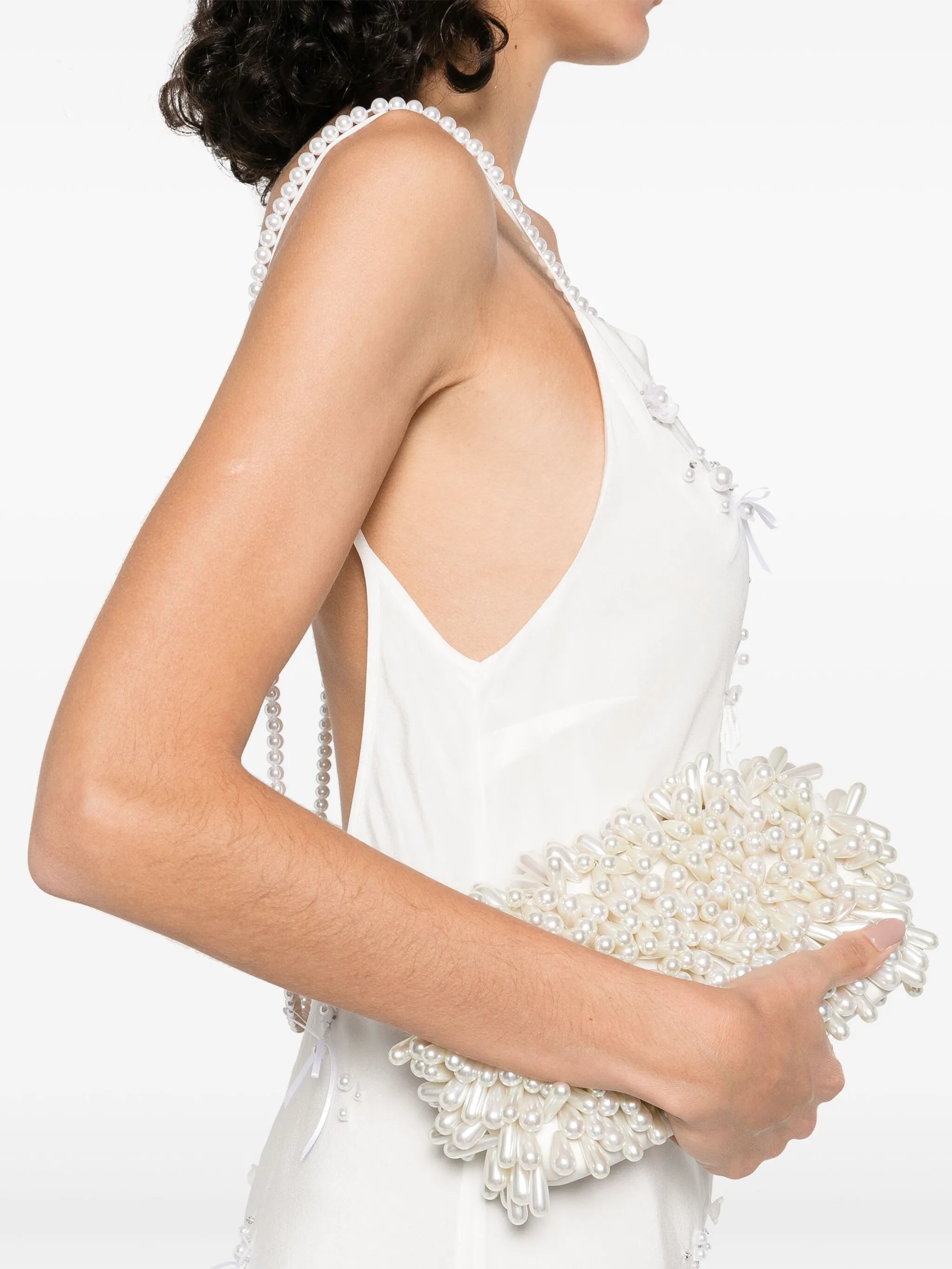 pearl-embroidered maxi dress