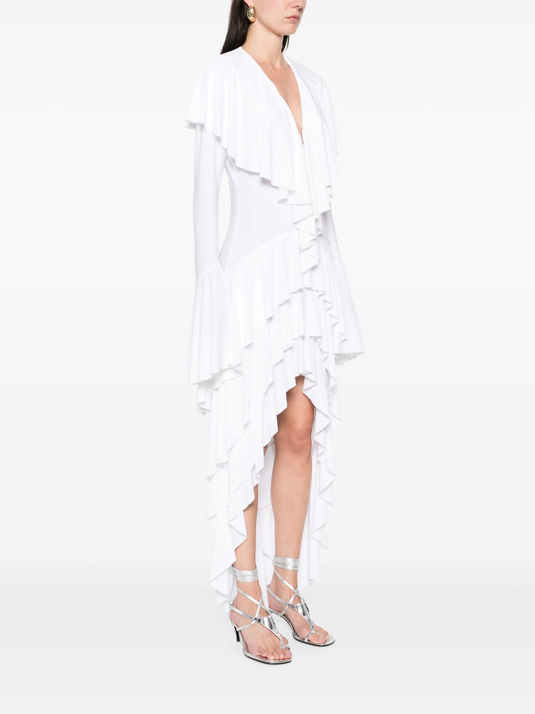 asymmetric long-sleeve dress