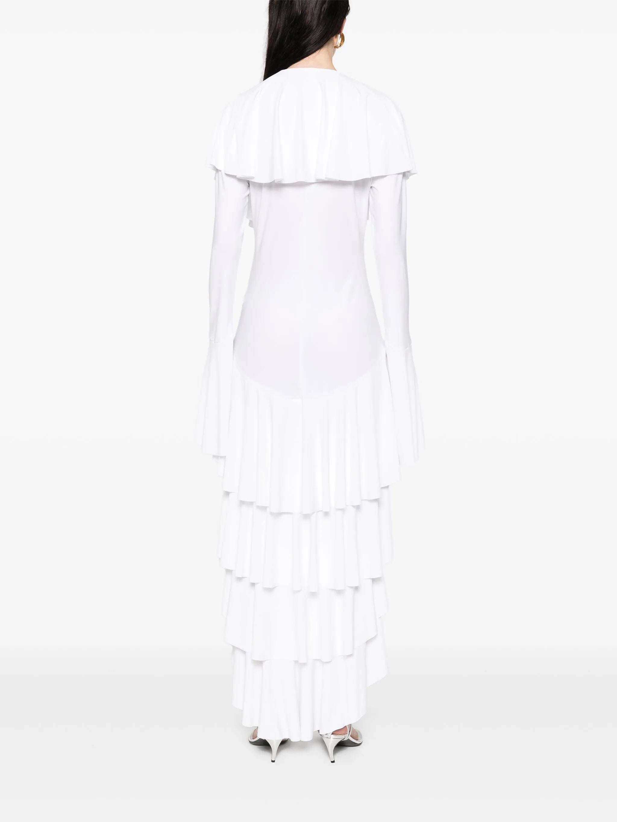 asymmetric long-sleeve dress