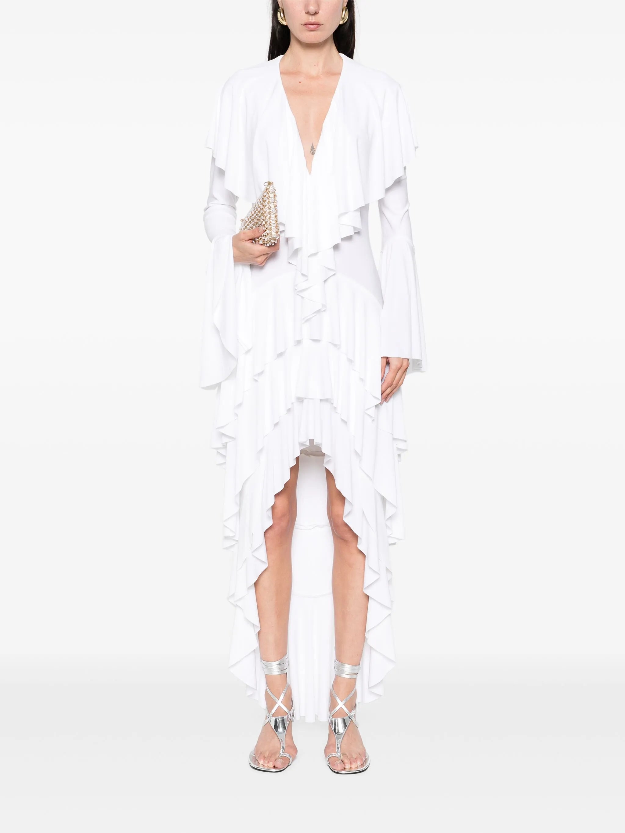 asymmetric long-sleeve dress